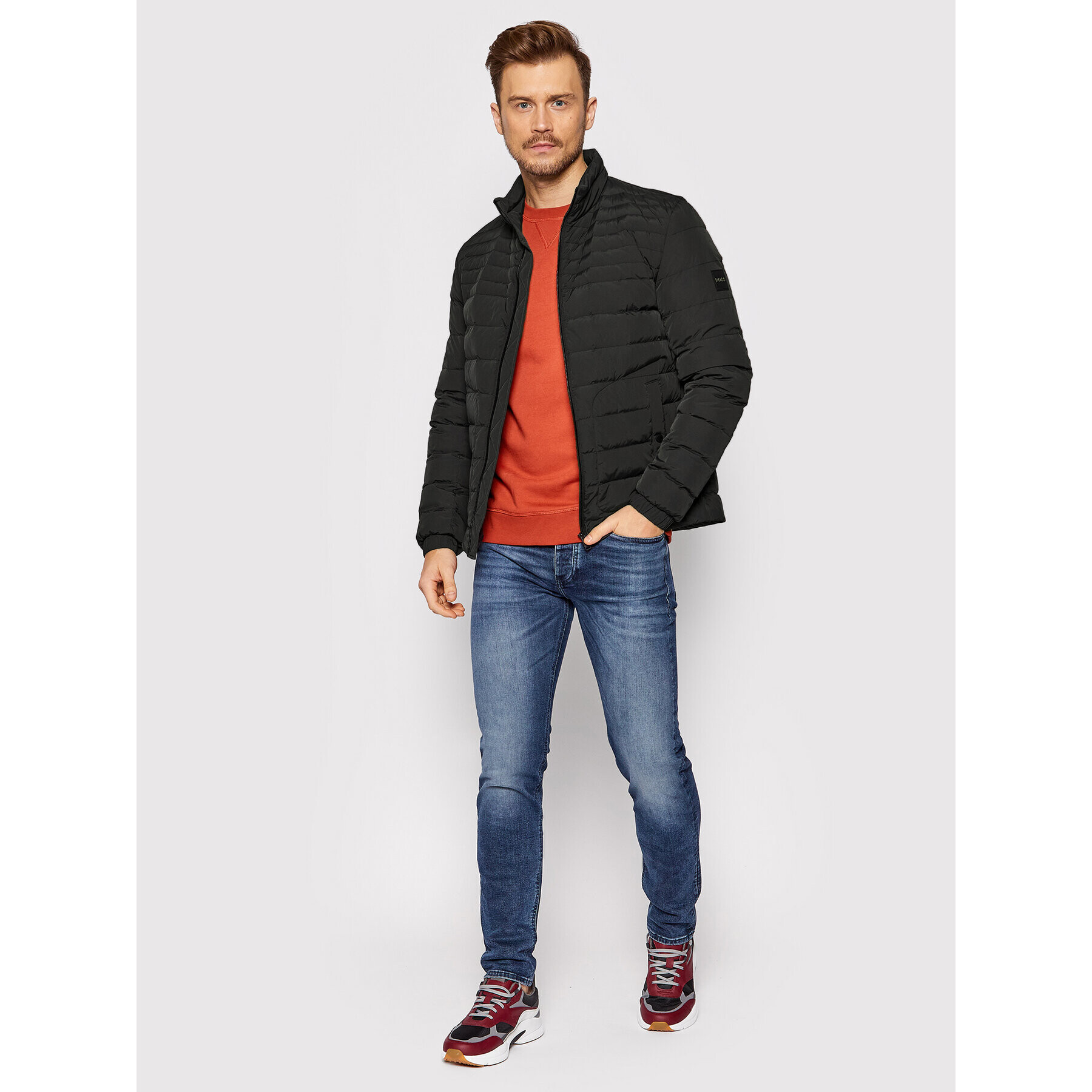Boss Пухено яке Oswizz 50456024 Черен Relaxed Fit - Pepit.bg