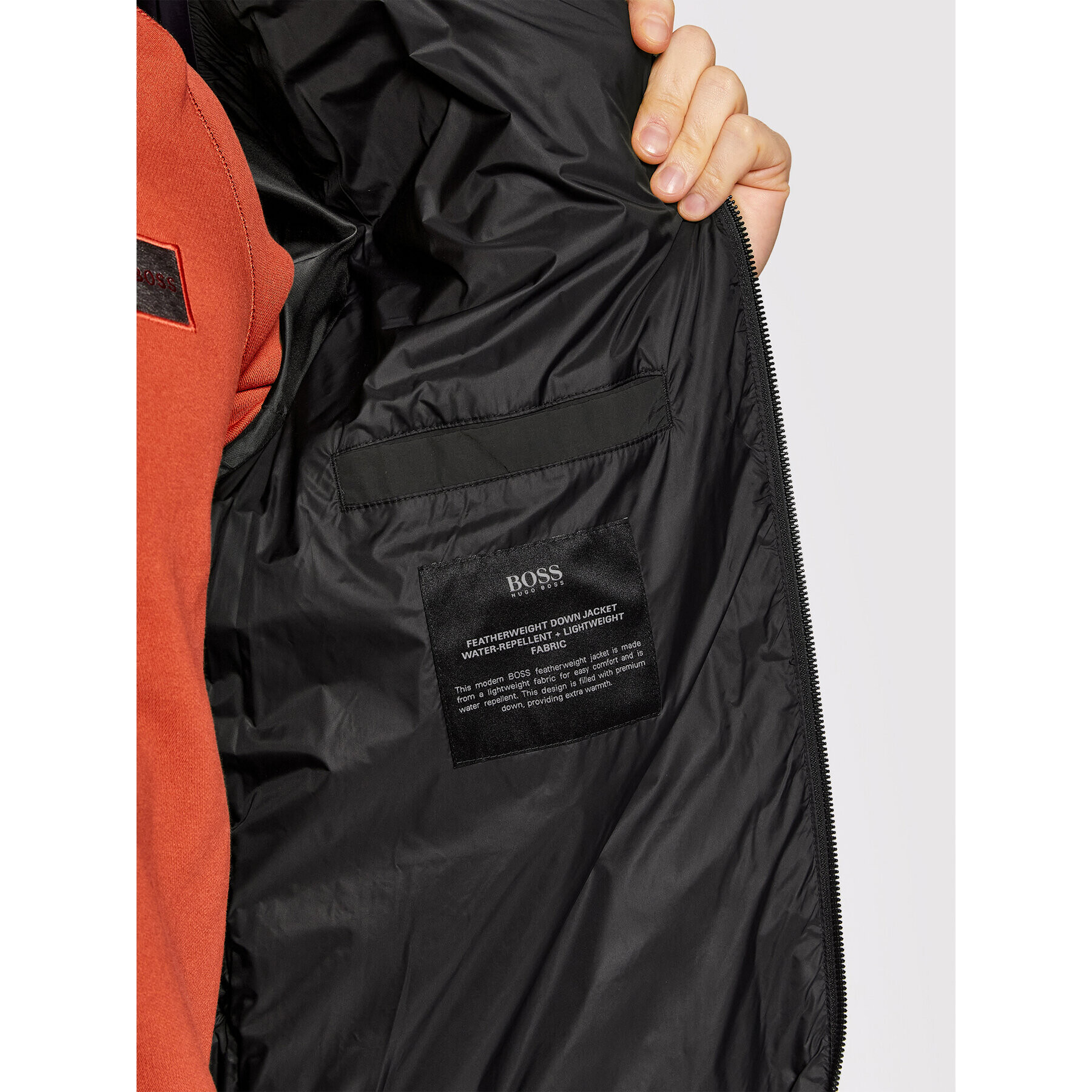 Boss Пухено яке Oswizz 50456024 Черен Relaxed Fit - Pepit.bg