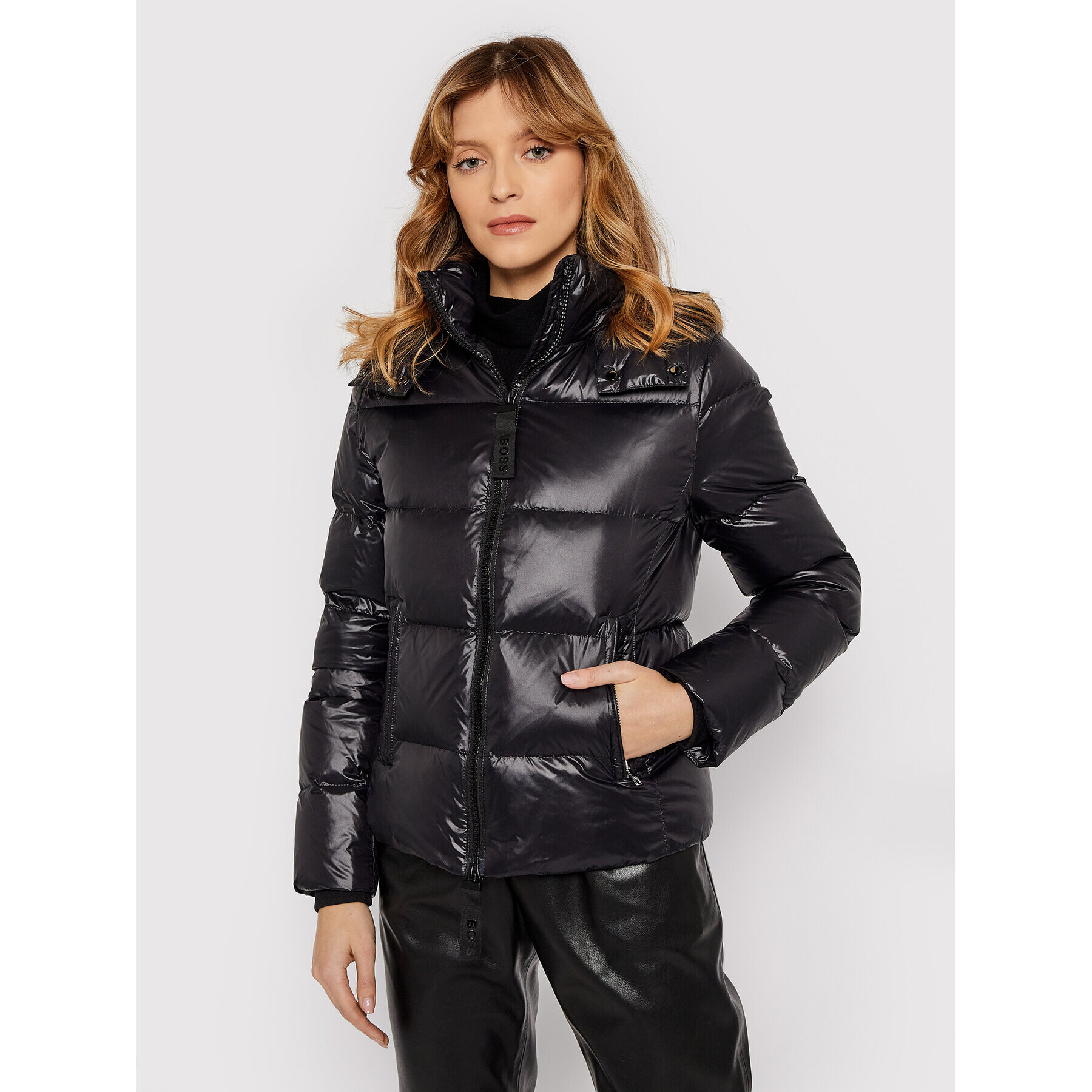 Boss Пухено яке Pepule 50457505 Черен Slim Fit - Pepit.bg