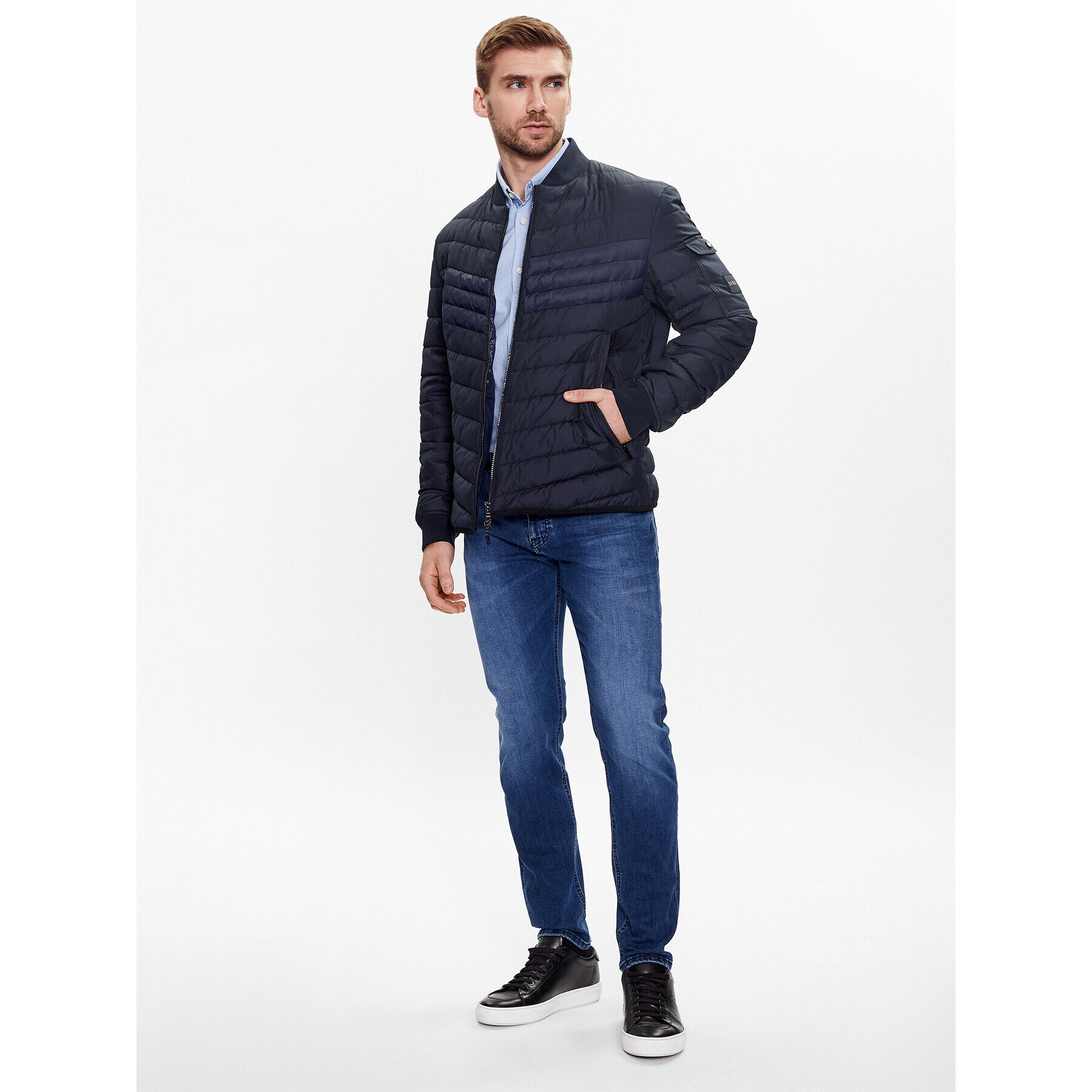 Boss Пухено яке 50487055 Тъмносин Regular Fit - Pepit.bg