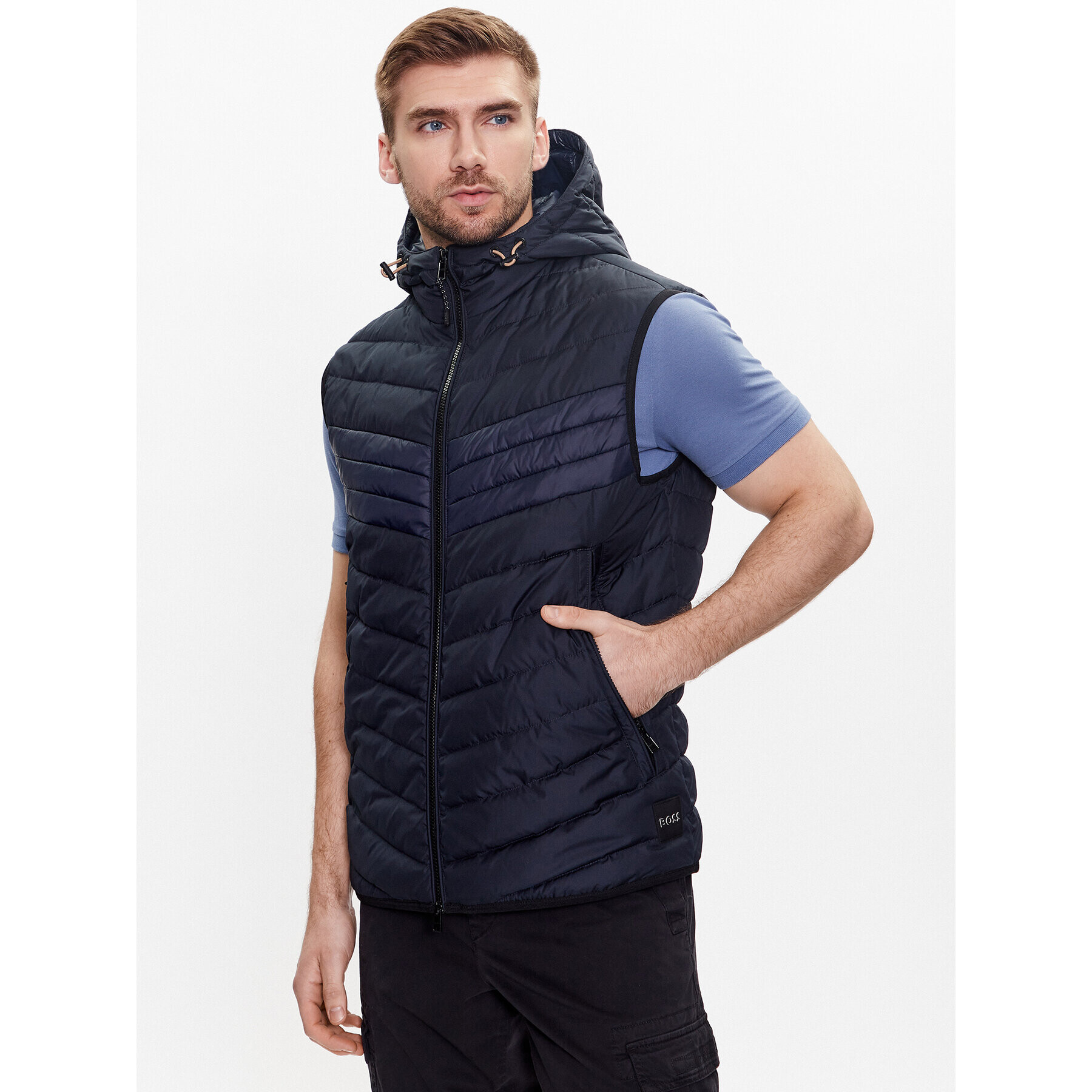 Boss Пухено яке 50488272 Тъмносин Regular Fit - Pepit.bg