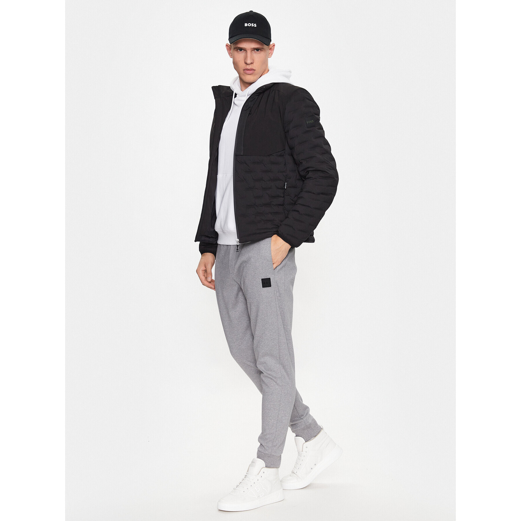 Boss Пухено яке 50491911 Черен Regular Fit - Pepit.bg