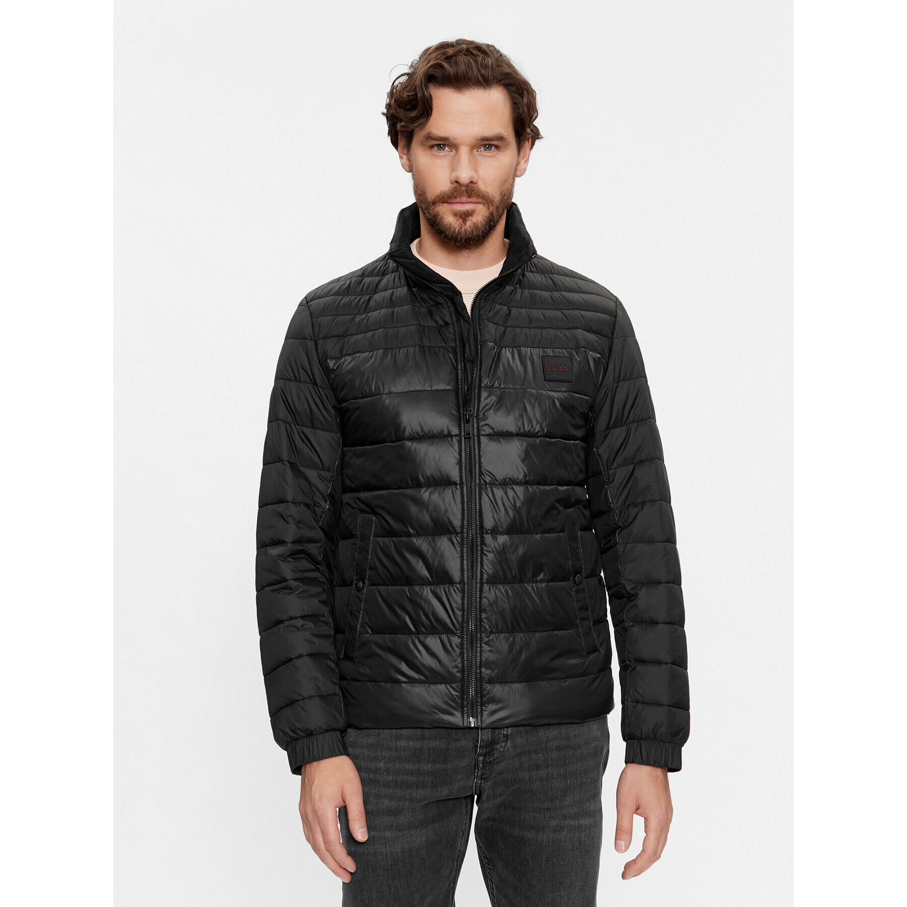 Boss Пухено яке 50496766 Черен Regular Fit - Pepit.bg