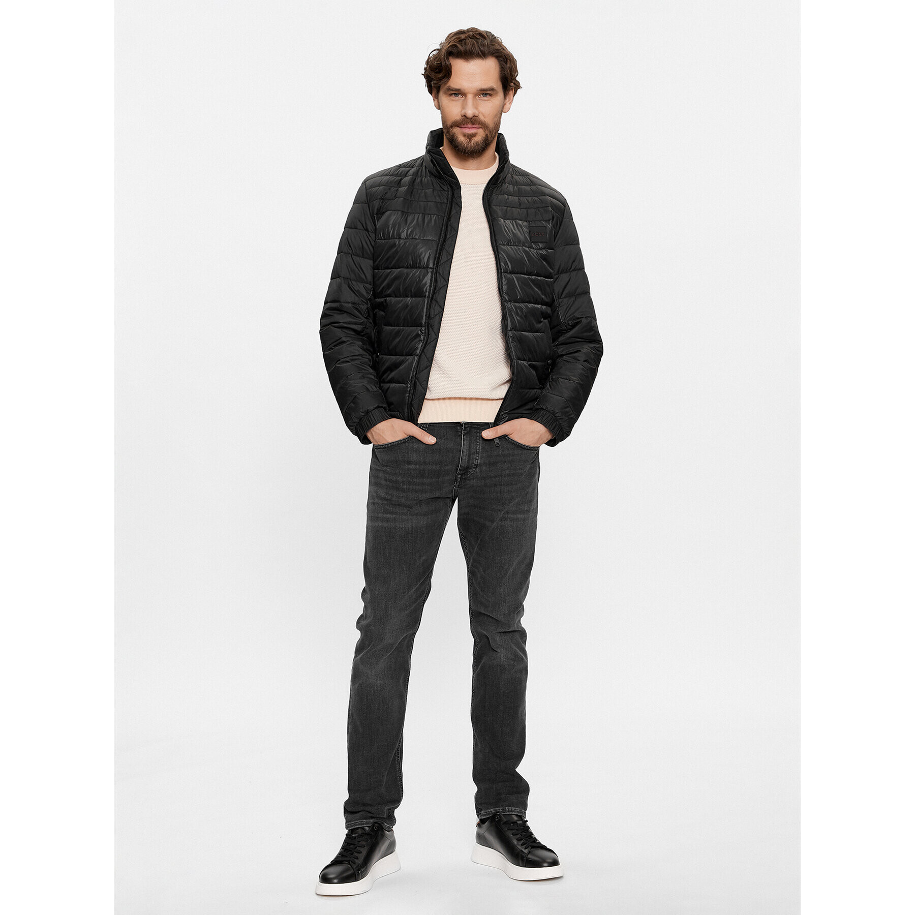 Boss Пухено яке 50496766 Черен Regular Fit - Pepit.bg