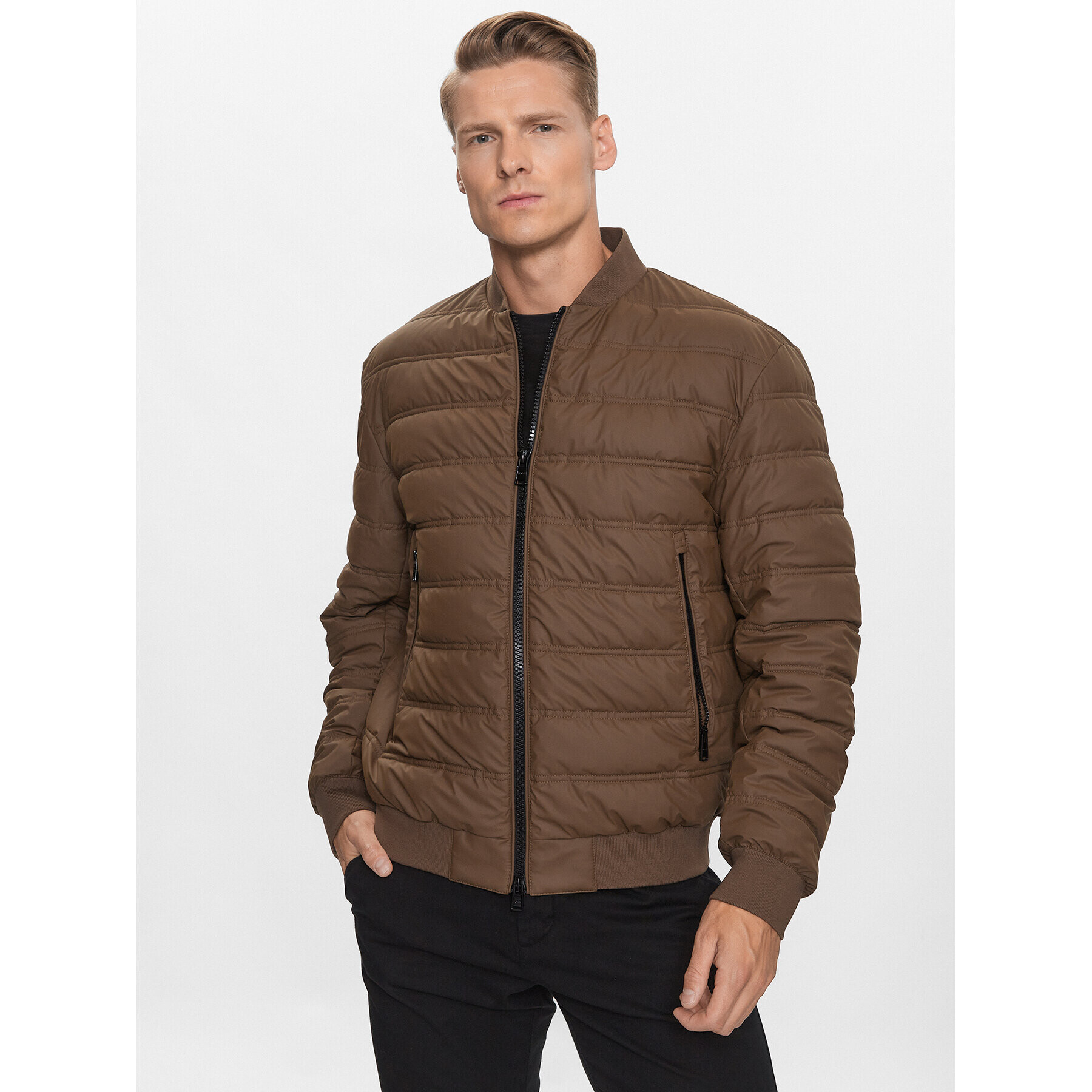 Boss Пухено яке Caradoc 50493693 Кафяв Regular Fit - Pepit.bg