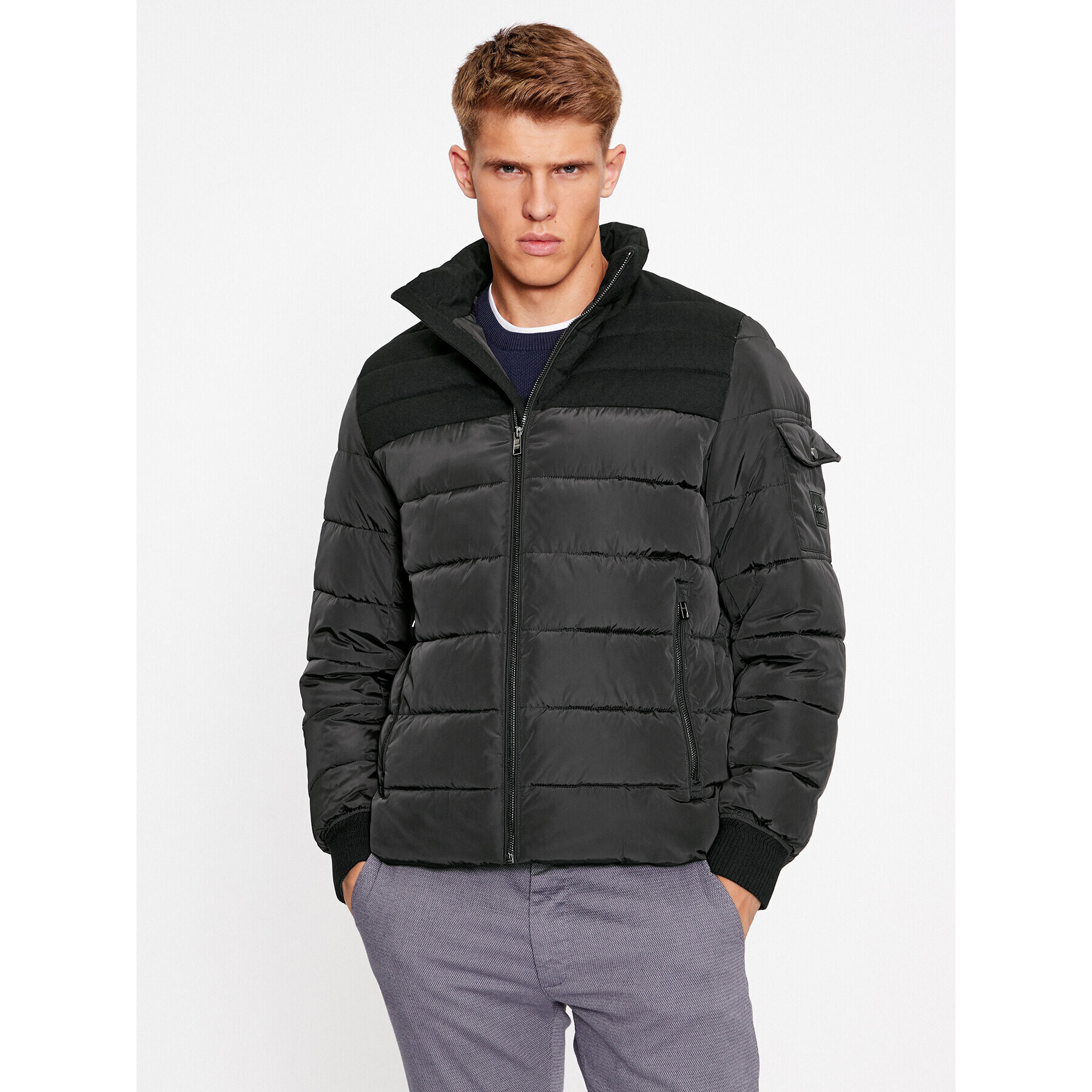 Boss Пухено яке Cerulio 50499796 Черен Regular Fit - Pepit.bg