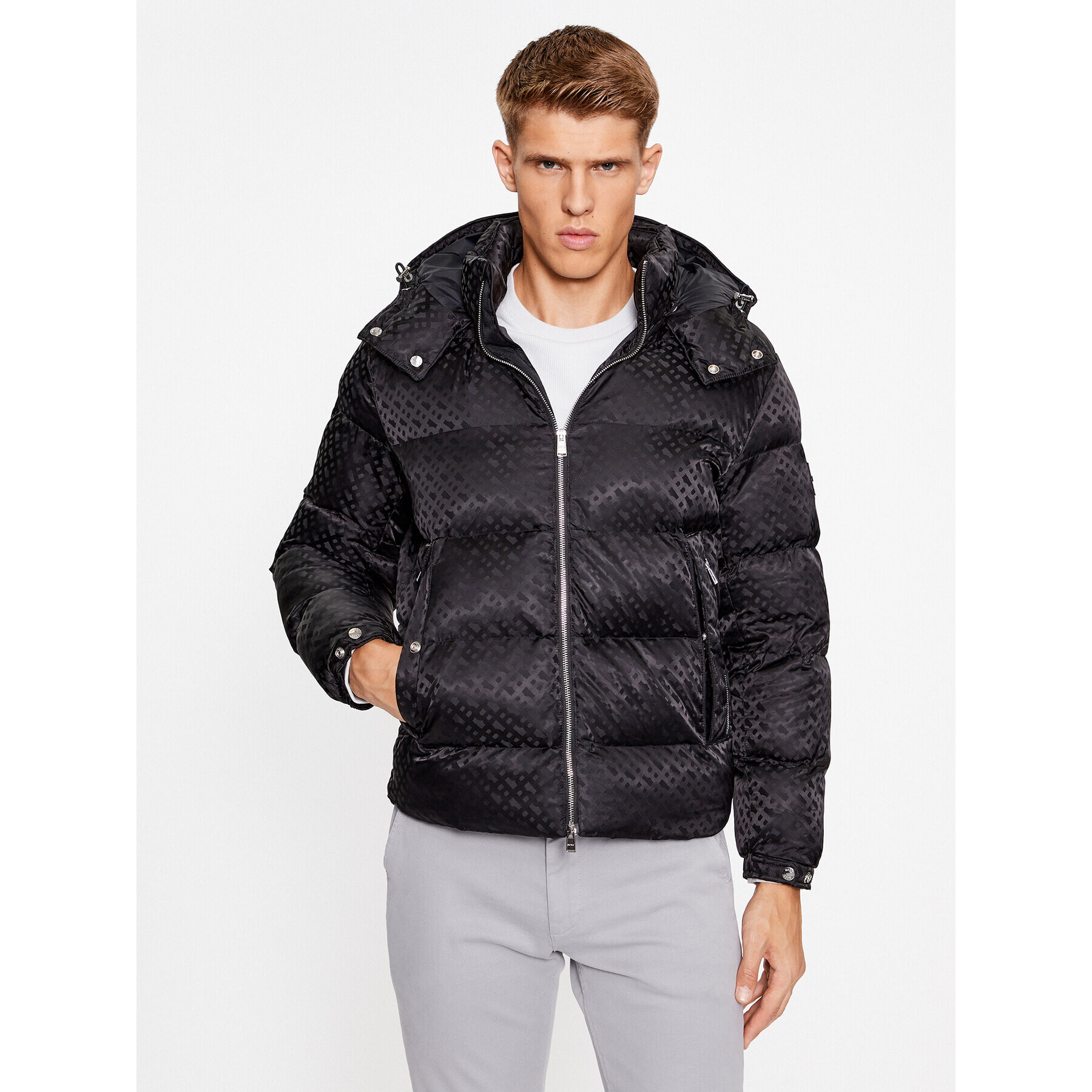 Boss Пухено яке Corbinian1 50499813 Черен Regular Fit - Pepit.bg