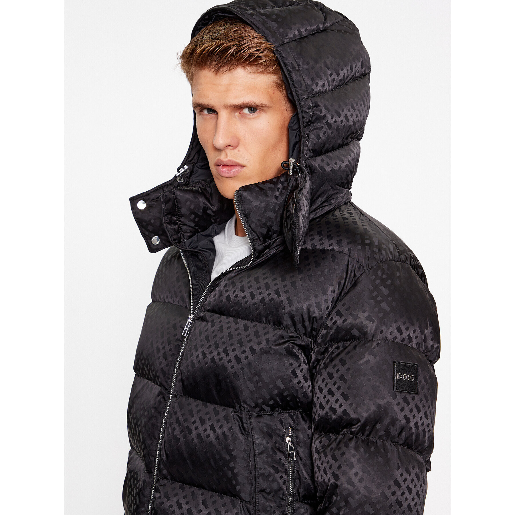 Boss Пухено яке Corbinian1 50499813 Черен Regular Fit - Pepit.bg