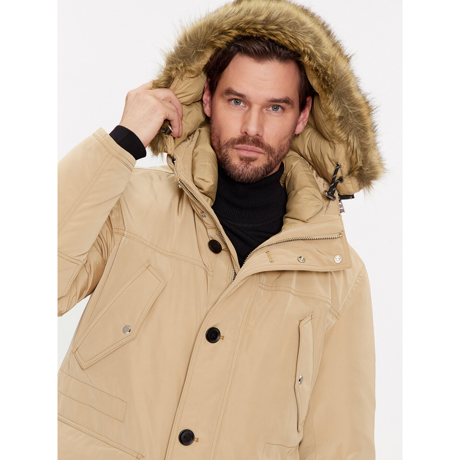 Boss Пухено яке Dadico 50499371 Бежов Regular Fit - Pepit.bg