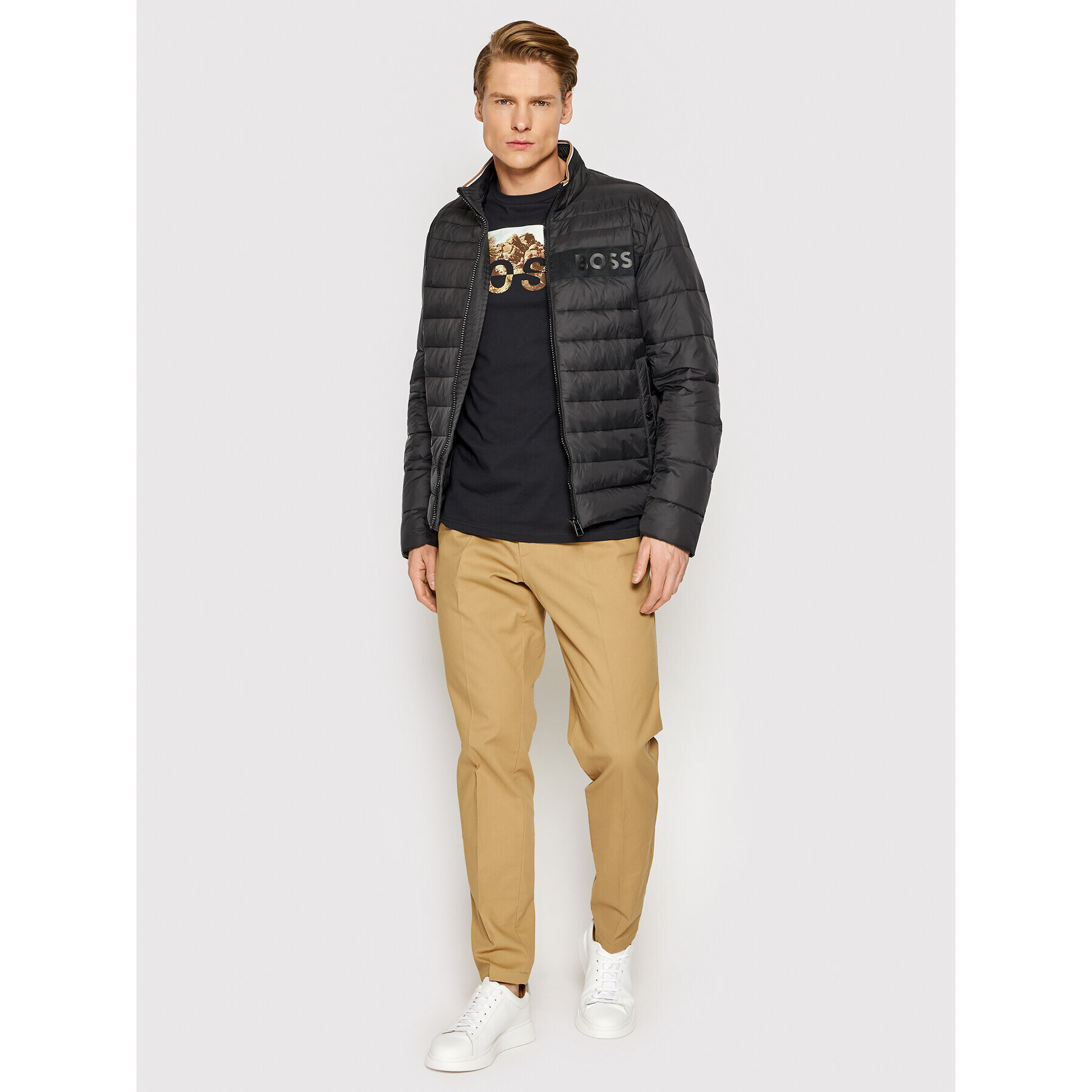 Boss Пухено яке Darolus 50464308 Черен Regular Fit - Pepit.bg
