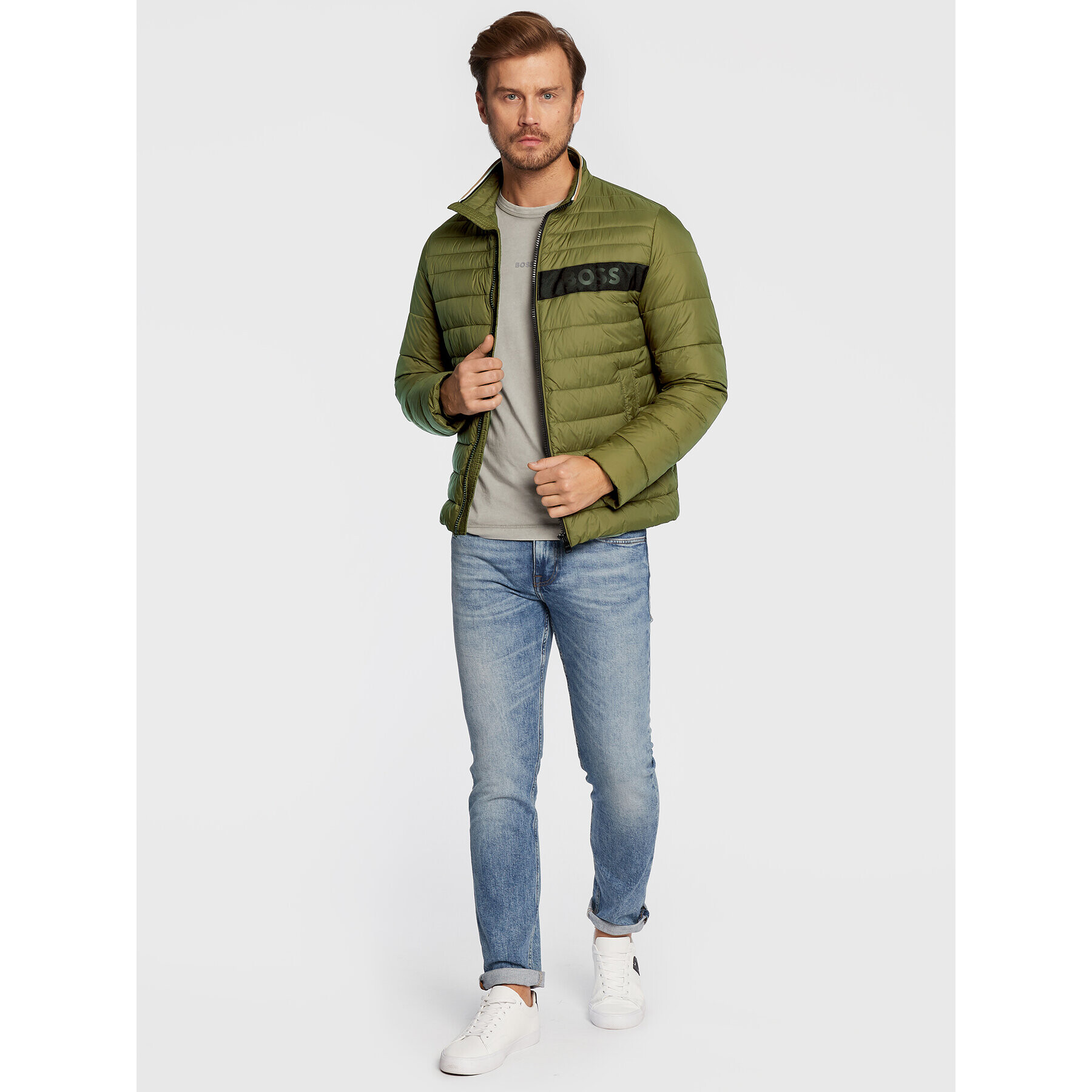 Boss Пухено яке Darolus 50464308 Зелен Regular Fit - Pepit.bg