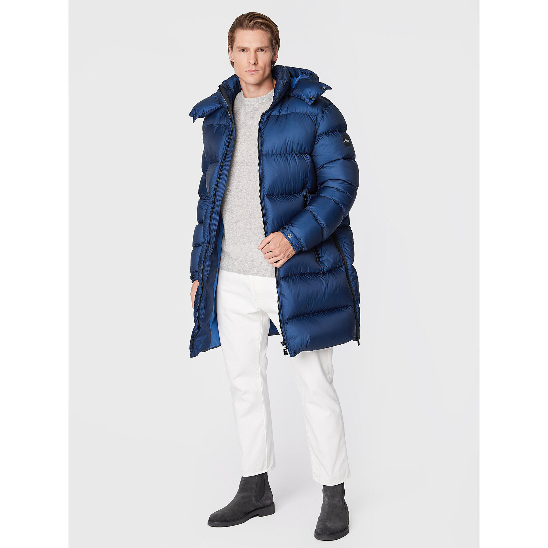 Boss Пухено яке Donden 50476213 Тъмносин Regular Fit - Pepit.bg