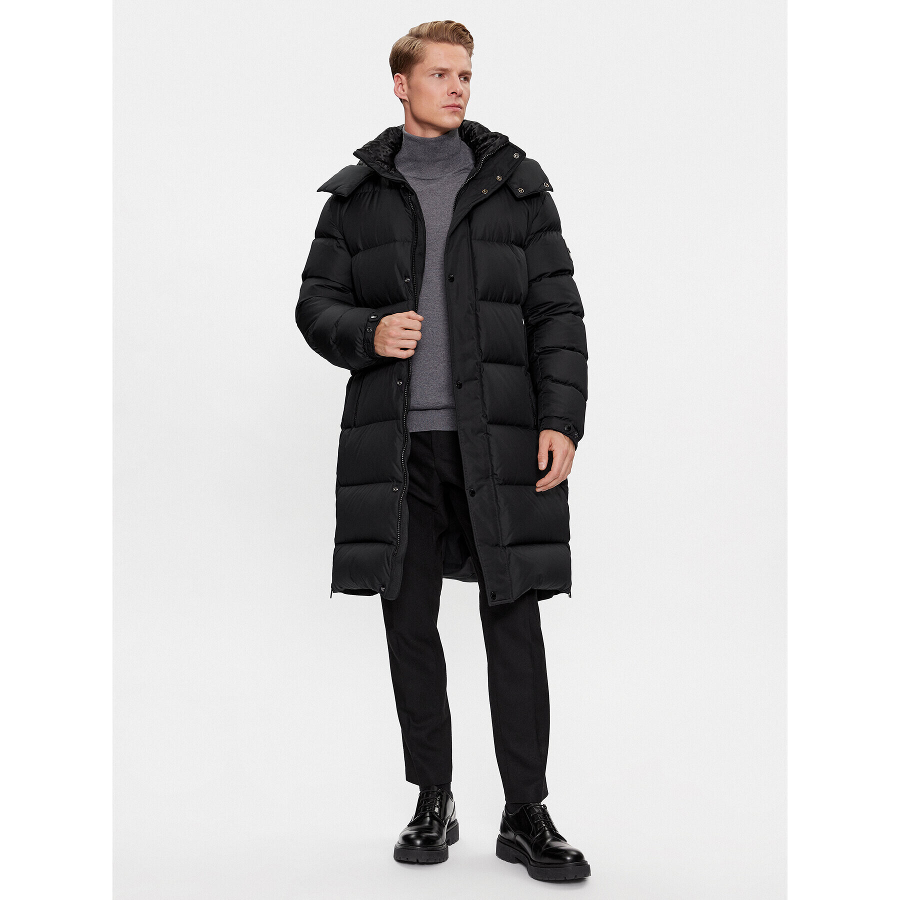 Boss Пухено яке Donden4 50499795 Черен Relaxed Fit - Pepit.bg