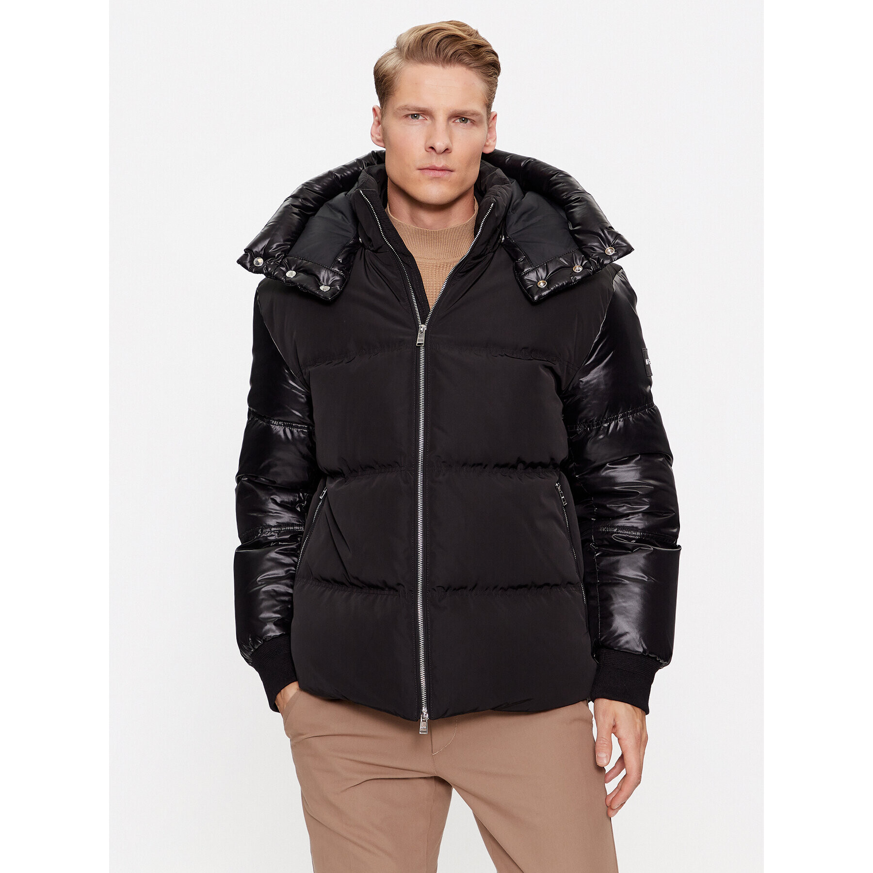 Boss Пухено яке Dybes 50499800 Черен Regular Fit - Pepit.bg