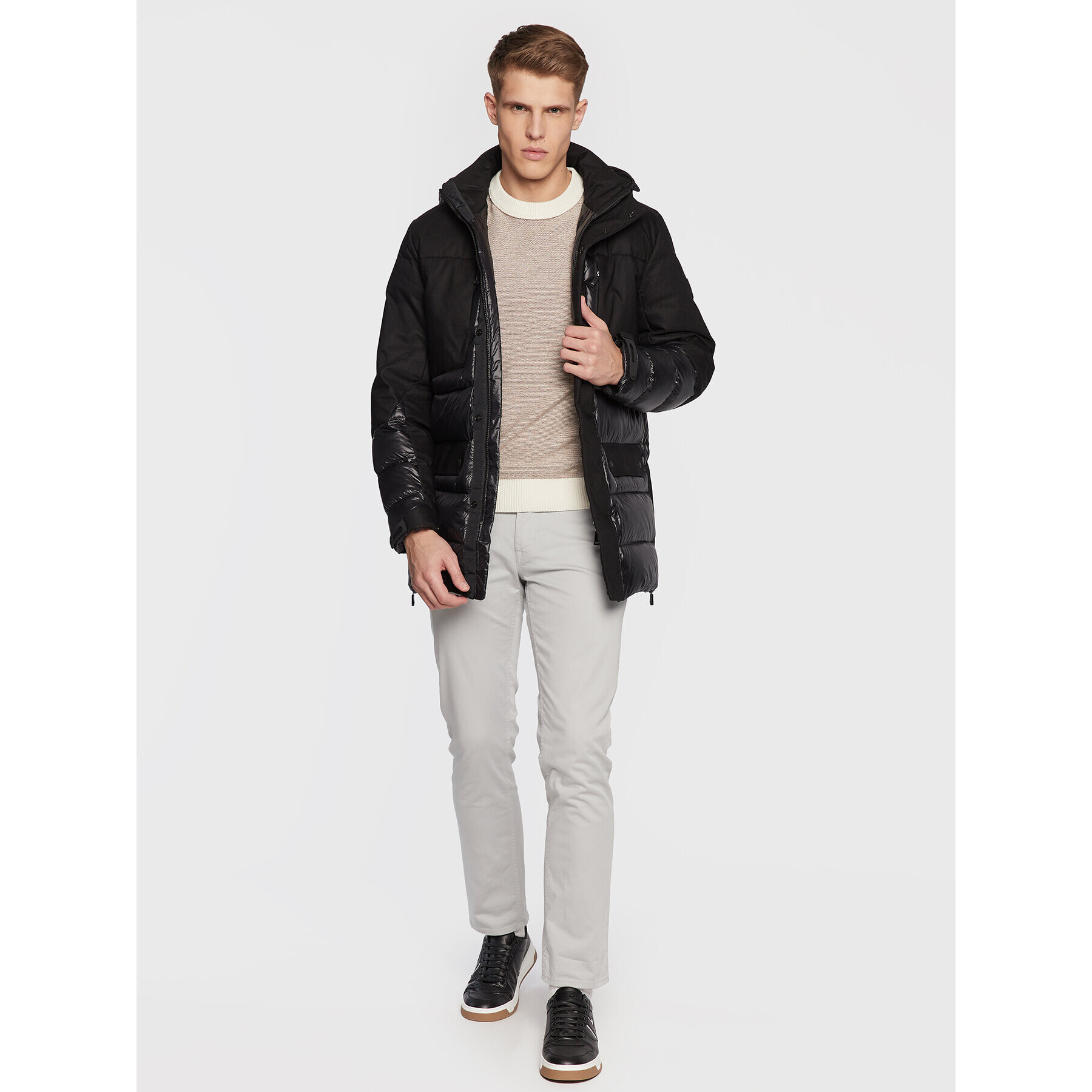 Boss Пухено яке J_Arviko 50475013 Черен Regular Fit - Pepit.bg