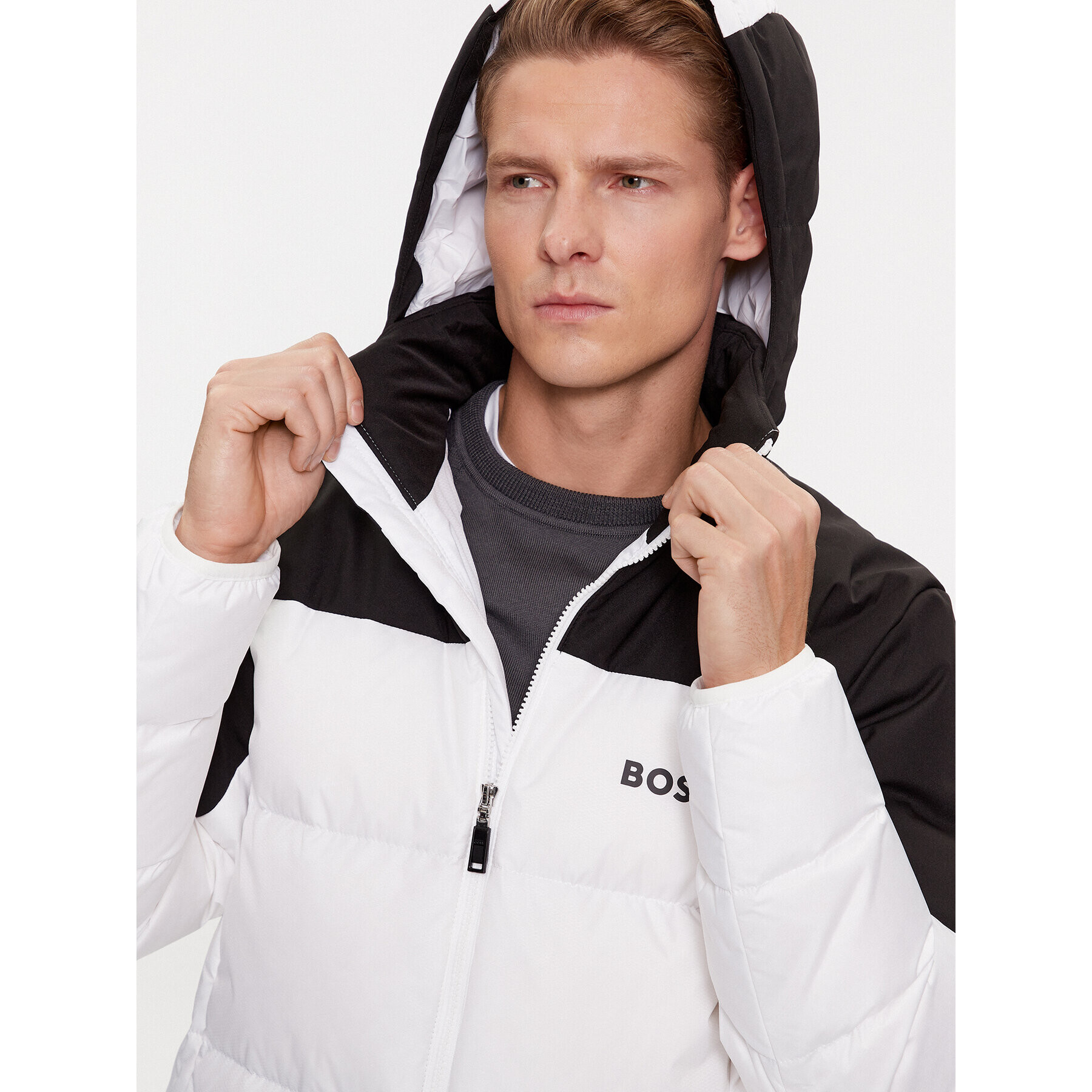 Boss Пухено яке J_Hamar1 50497558 Бял Regular Fit - Pepit.bg