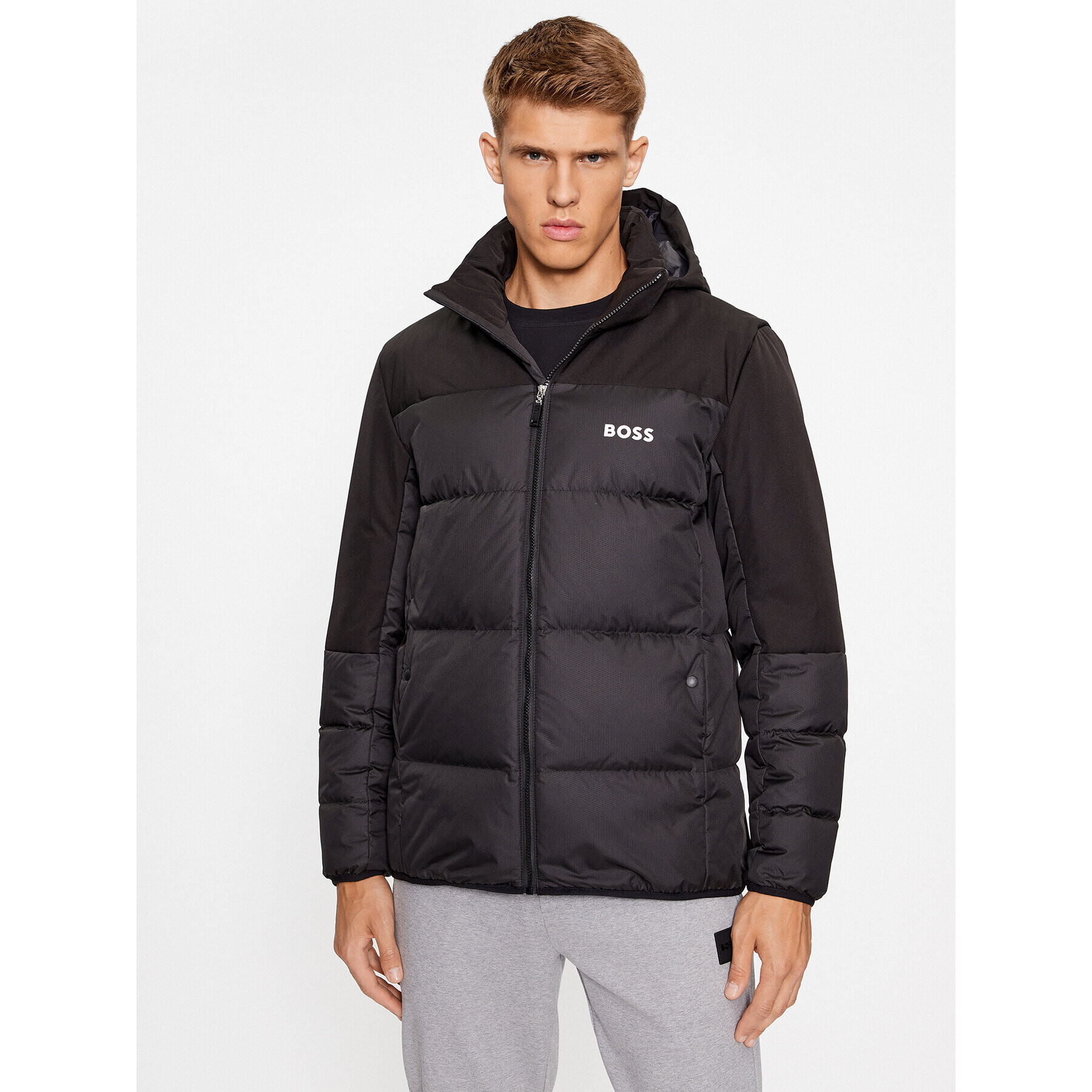 Boss Пухено яке J_Hamar1 50497558 Черен Regular Fit - Pepit.bg