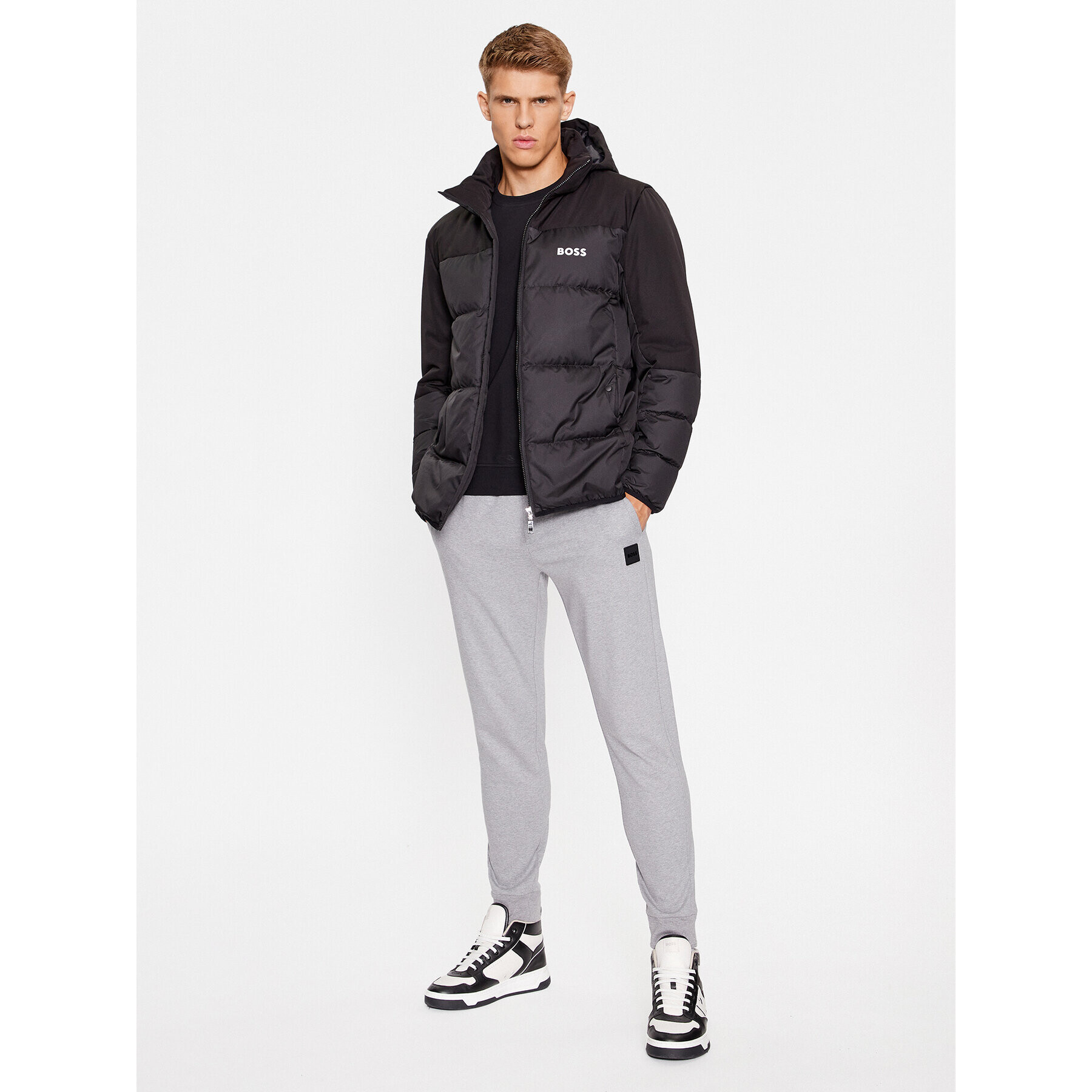 Boss Пухено яке J_Hamar1 50497558 Черен Regular Fit - Pepit.bg