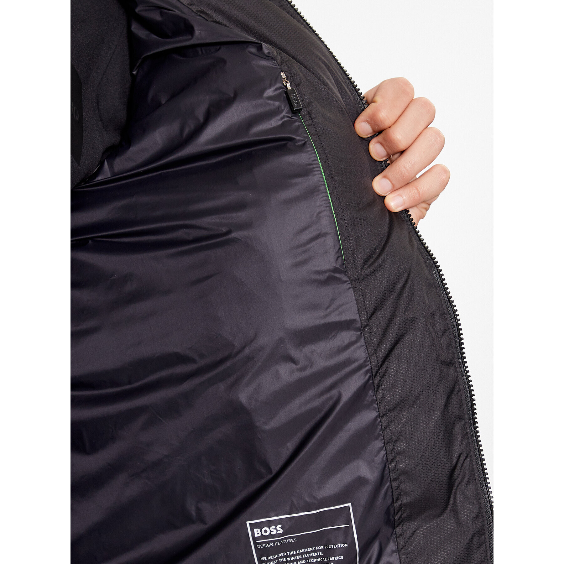 Boss Пухено яке J_Hamar1 50497558 Черен Regular Fit - Pepit.bg