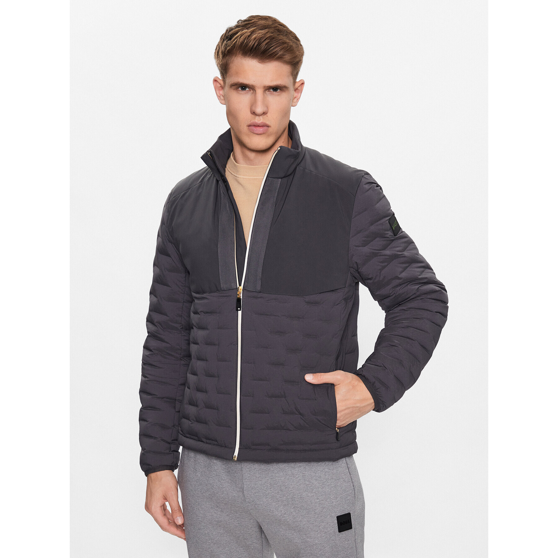 Boss Пухено яке J_Petrick 50491911 Сив Regular Fit - Pepit.bg