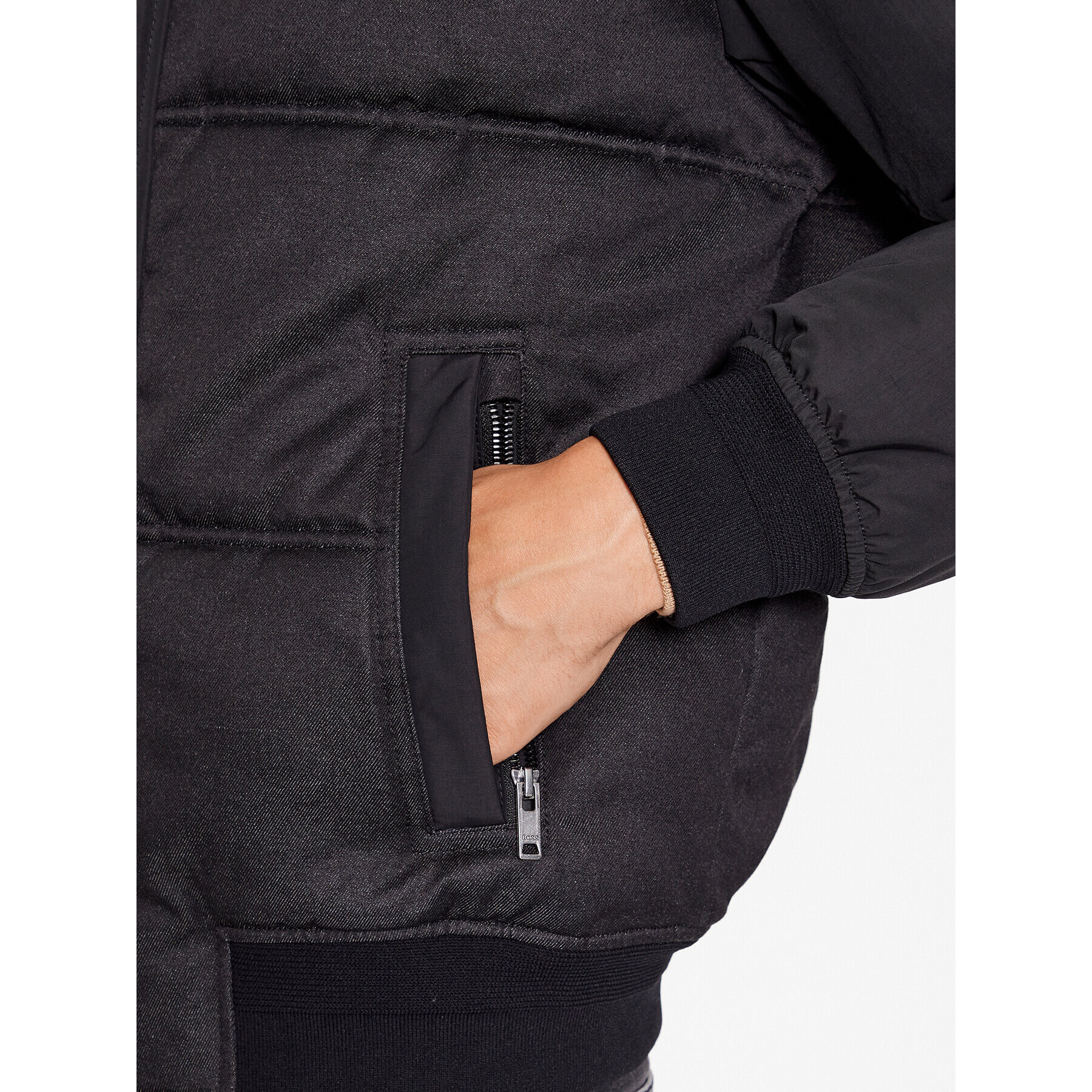 Boss Пухено яке Oglitch 50504445 Черен Relaxed Fit - Pepit.bg