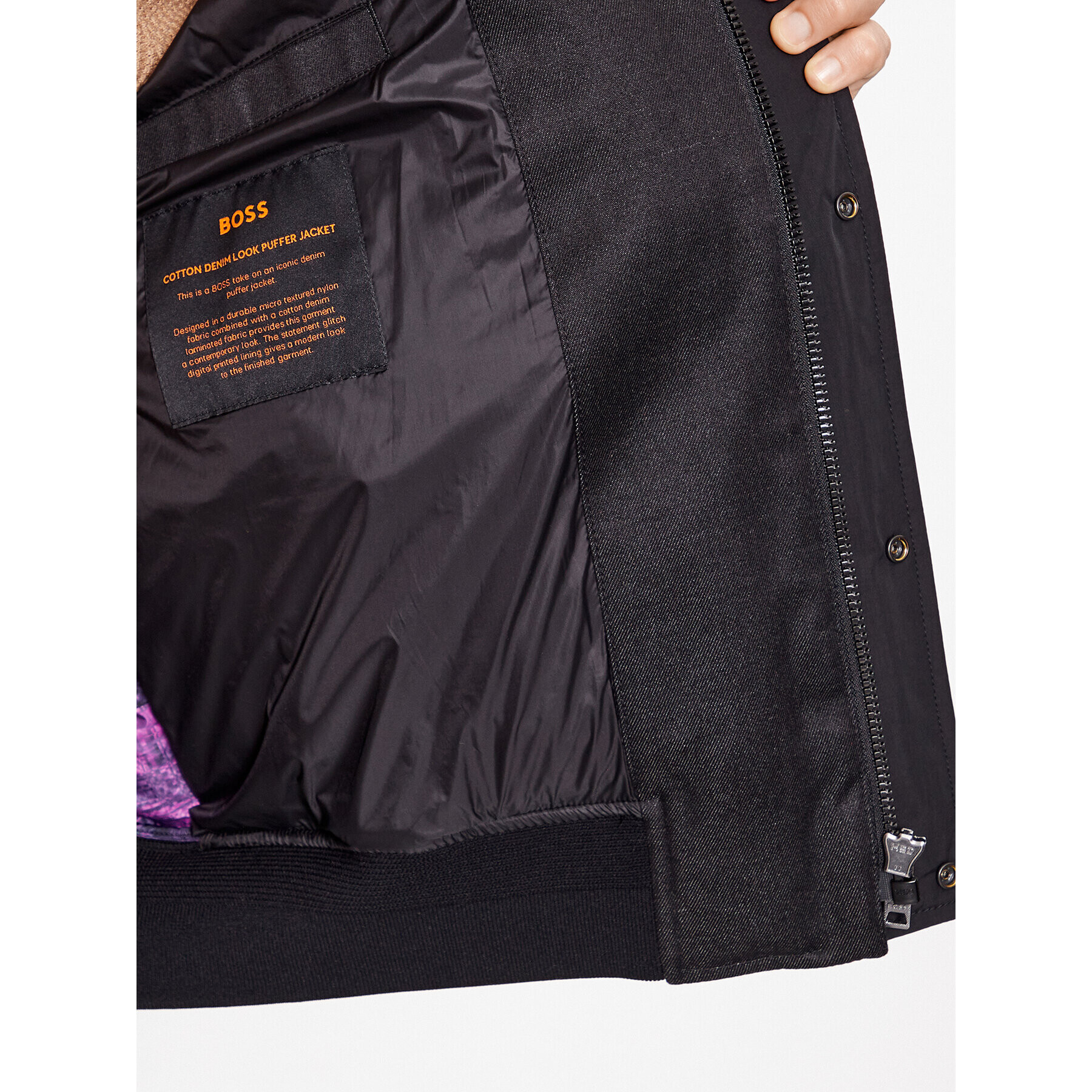 Boss Пухено яке Oglitch 50504445 Черен Relaxed Fit - Pepit.bg
