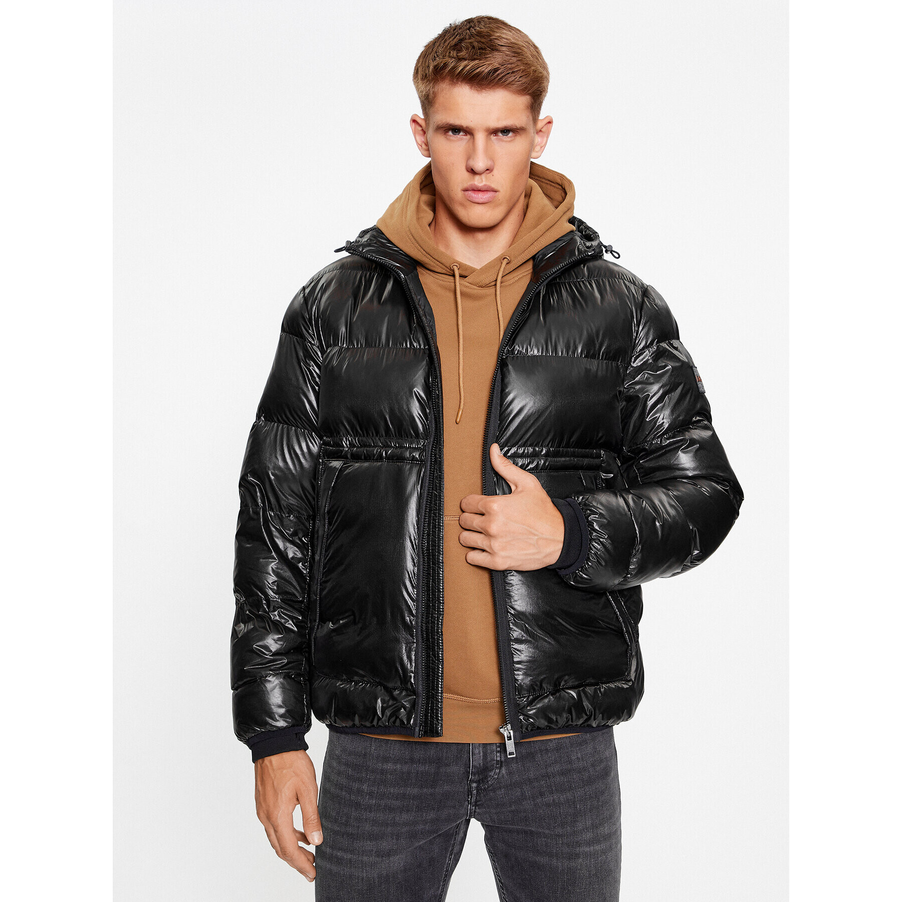 Boss Пухено яке Okobra 50498234 Черен Regular Fit - Pepit.bg
