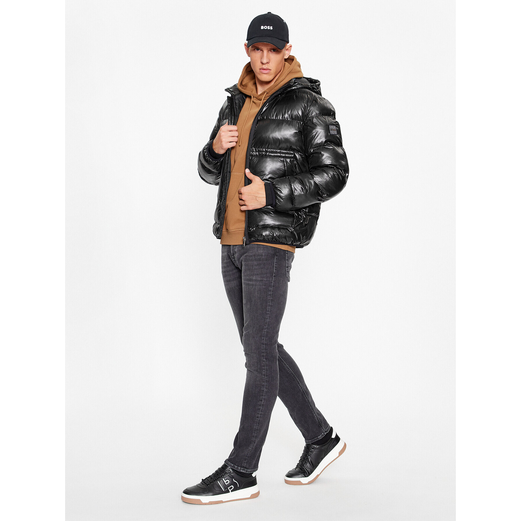 Boss Пухено яке Okobra 50498234 Черен Regular Fit - Pepit.bg