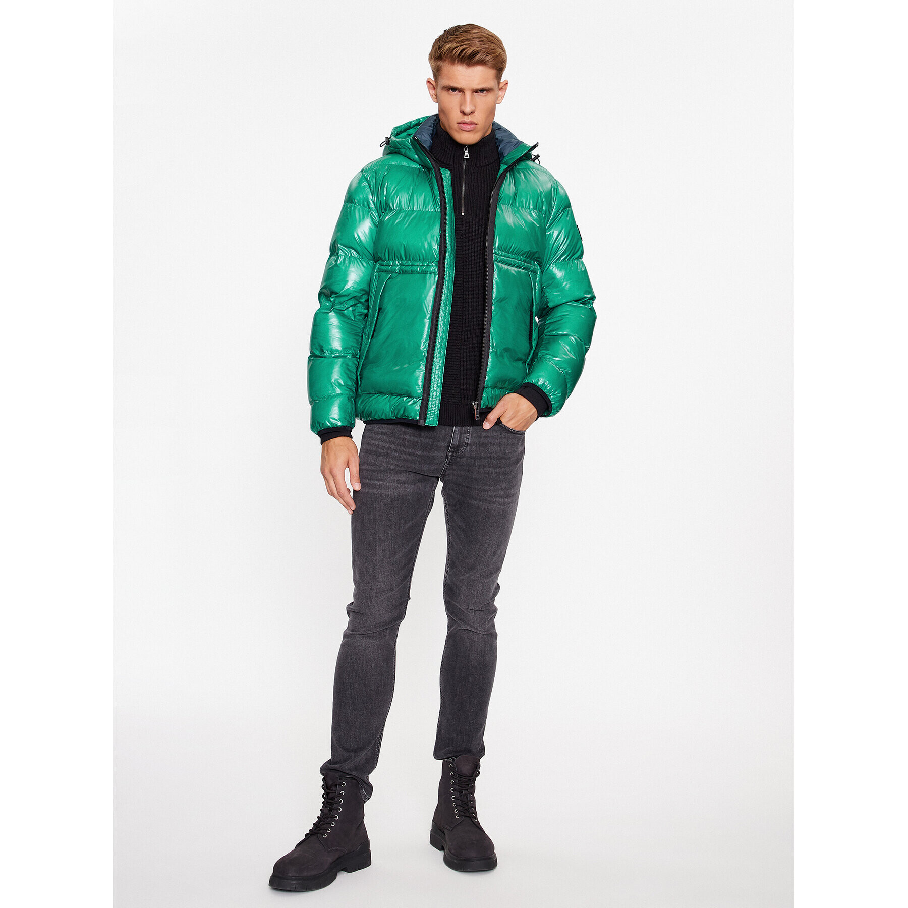 Boss Пухено яке Okobra 50498234 Зелен Regular Fit - Pepit.bg