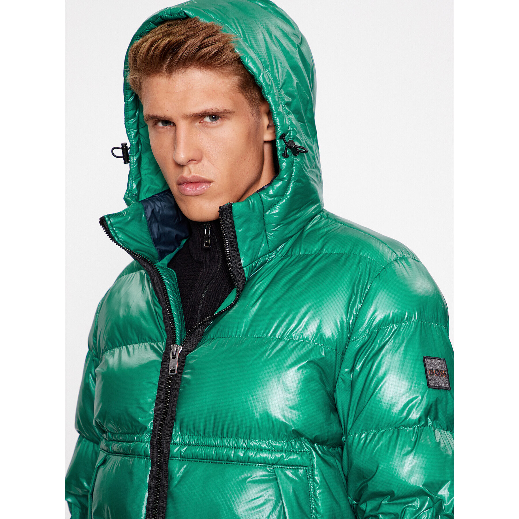 Boss Пухено яке Okobra 50498234 Зелен Regular Fit - Pepit.bg