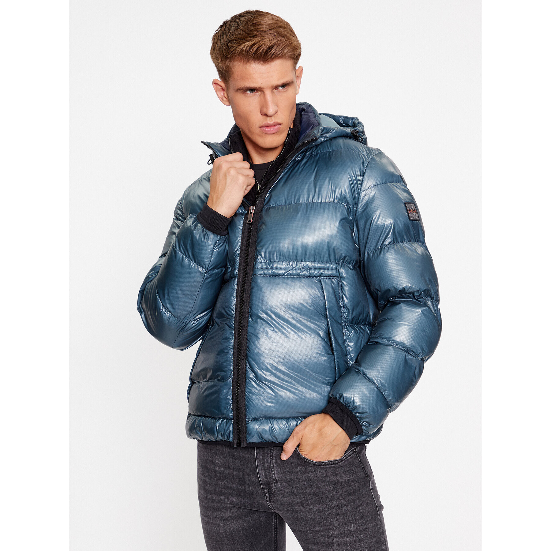 Boss Пухено яке Okobra 50498234 Зелен Regular Fit - Pepit.bg