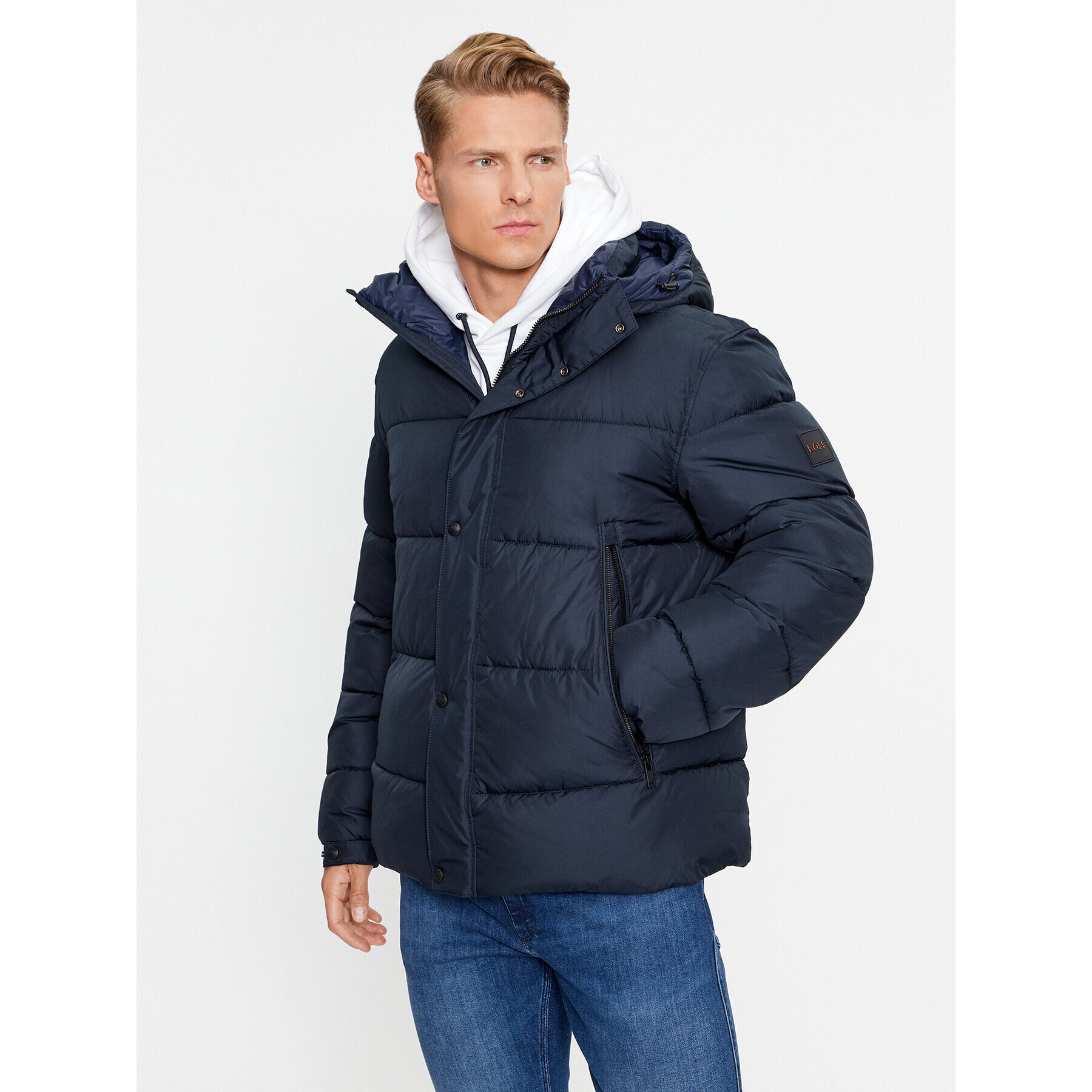 Boss Пухено яке Omaris 50499542 Тъмносин Regular Fit - Pepit.bg