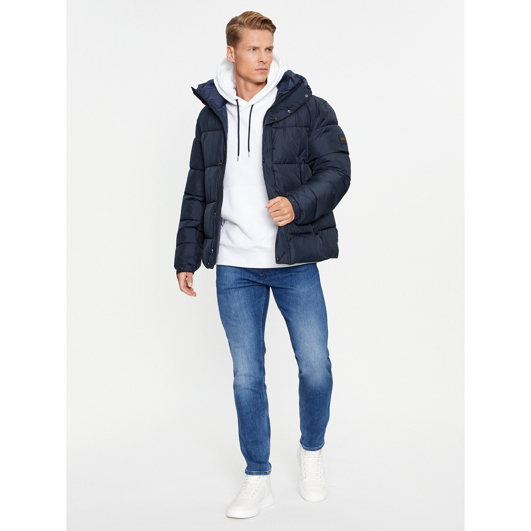 Boss Пухено яке Omaris 50499542 Тъмносин Regular Fit - Pepit.bg