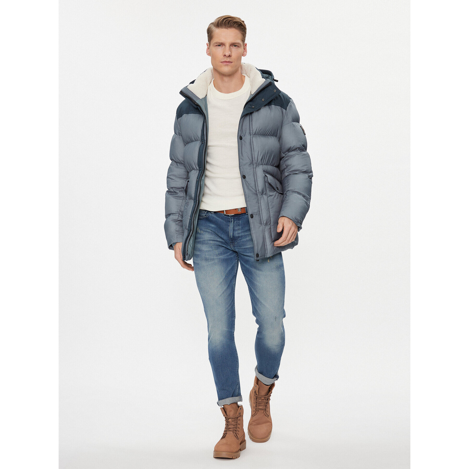 Boss Пухено яке Oneon-W 50498224 Син Relaxed Fit - Pepit.bg