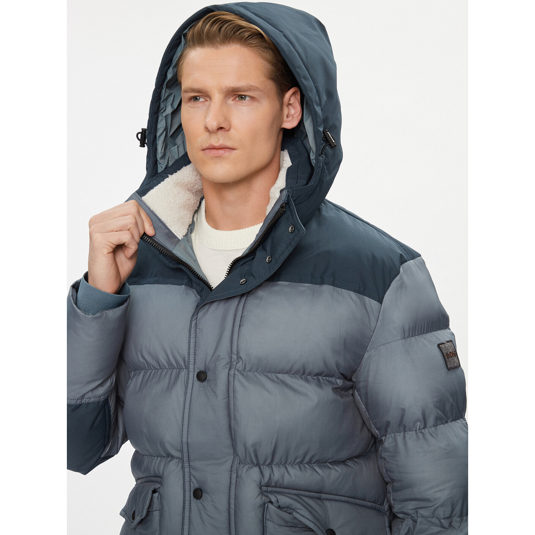 Boss Пухено яке Oneon-W 50498224 Син Relaxed Fit - Pepit.bg