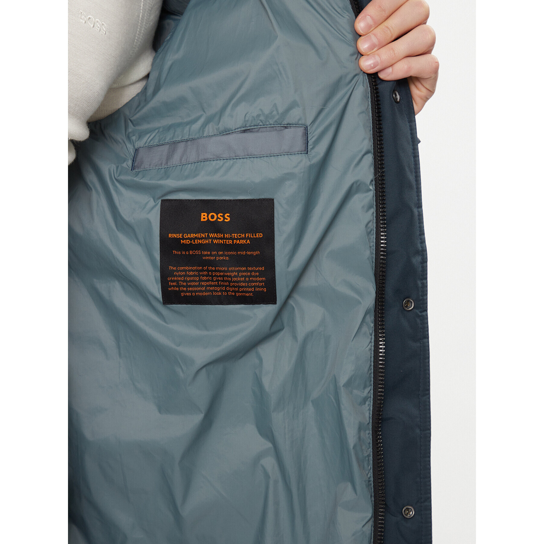 Boss Пухено яке Oneon-W 50498224 Син Relaxed Fit - Pepit.bg
