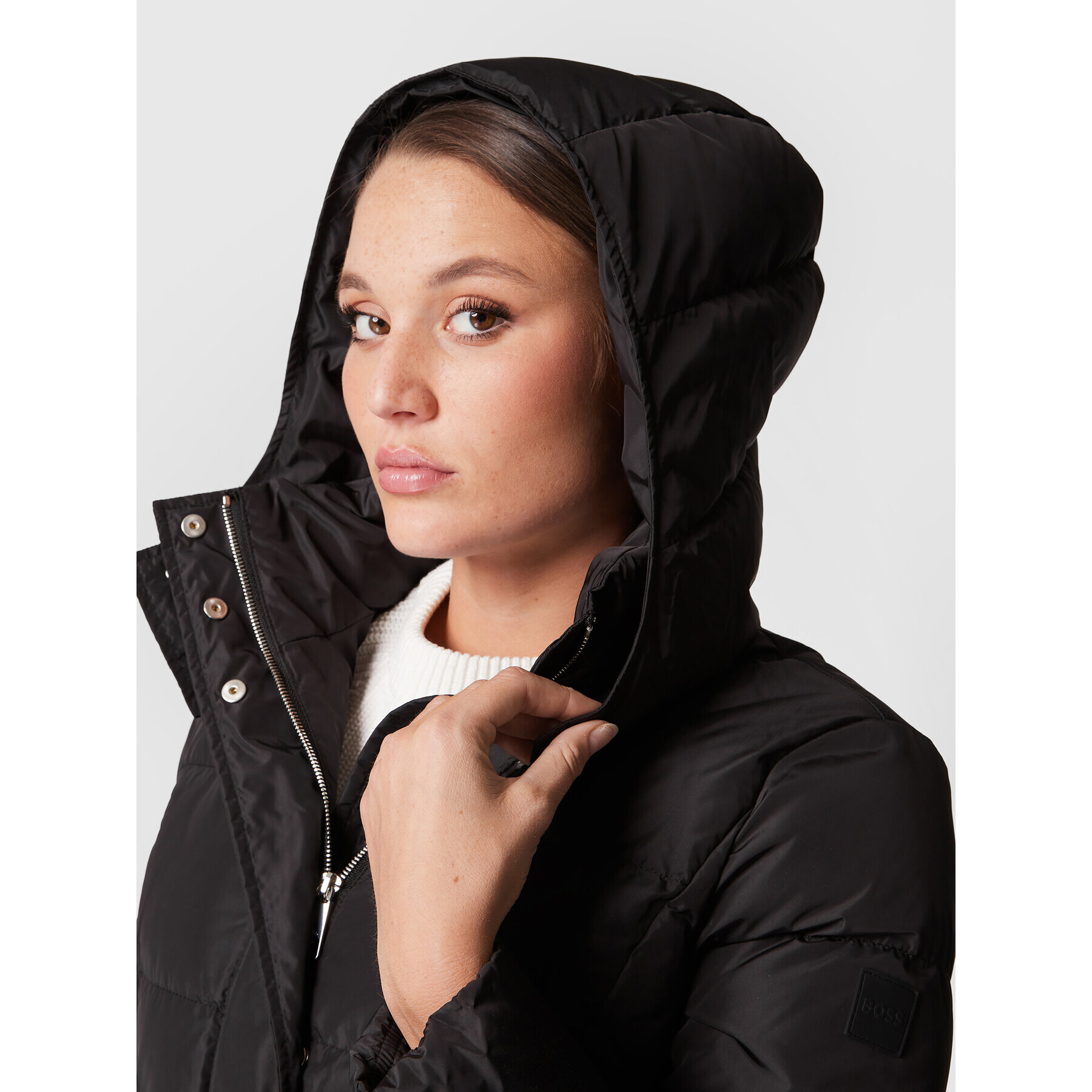 Boss Пухено яке Patantan3 50478144 Черен Regular Fit - Pepit.bg