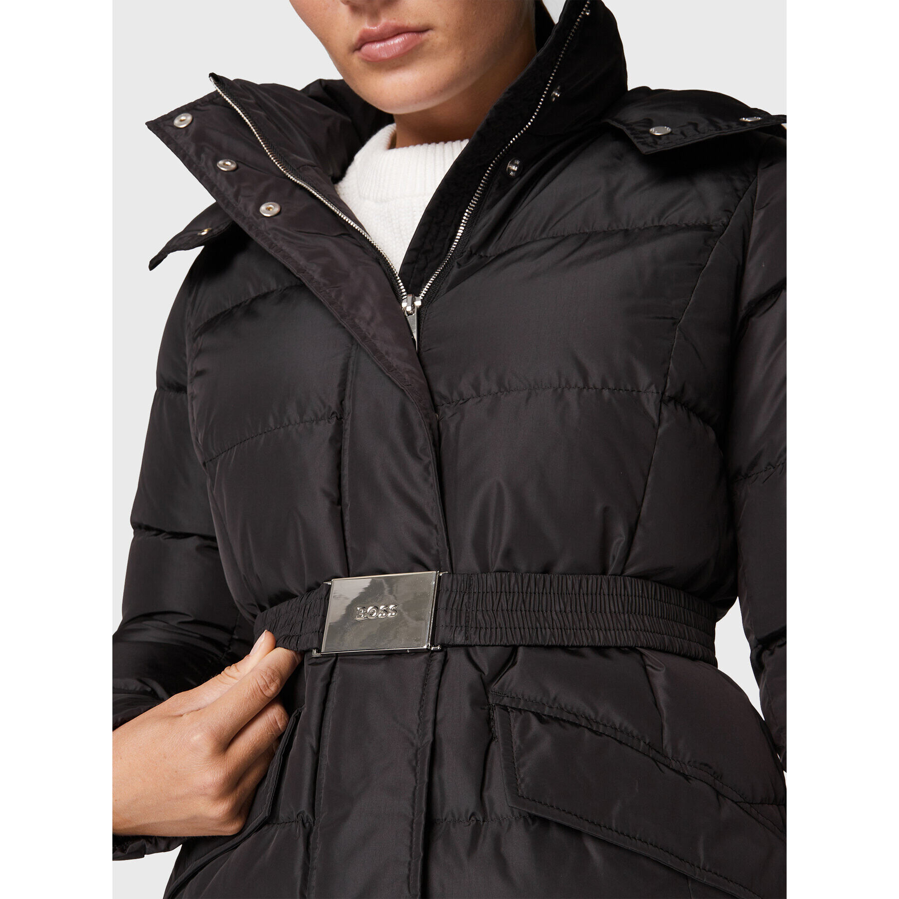 Boss Пухено яке Patantan3 50478144 Черен Regular Fit - Pepit.bg
