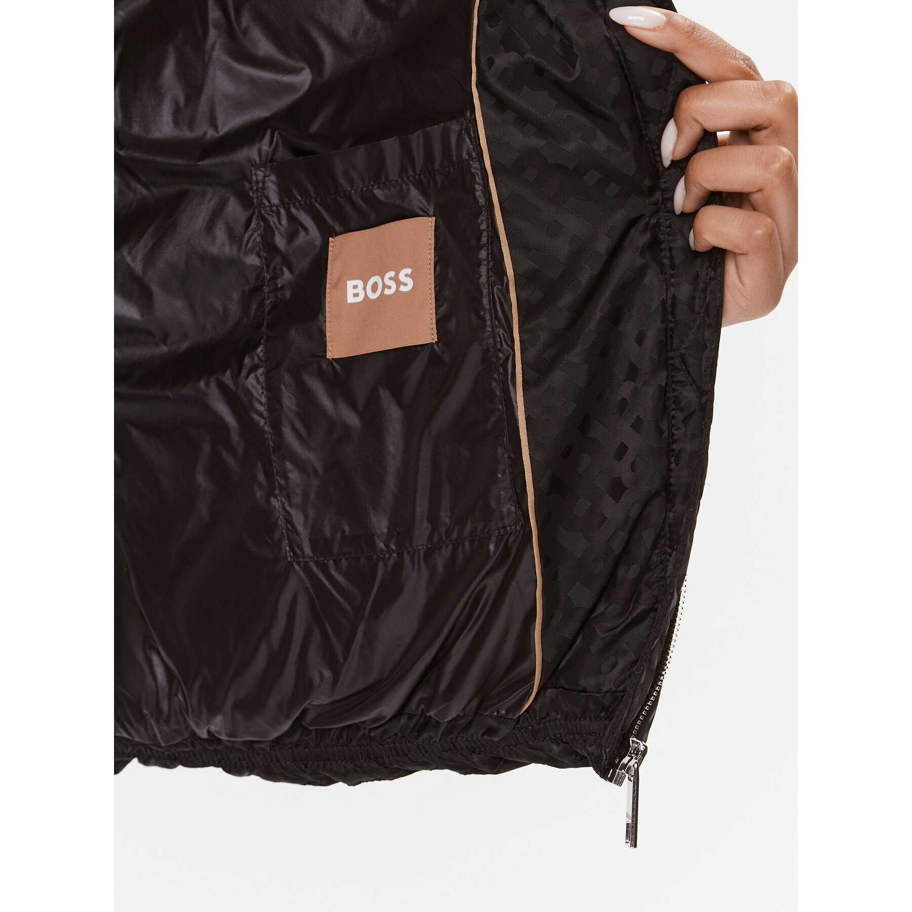 Boss Пухено яке Paxe 50498776 Черен Relaxed Fit - Pepit.bg