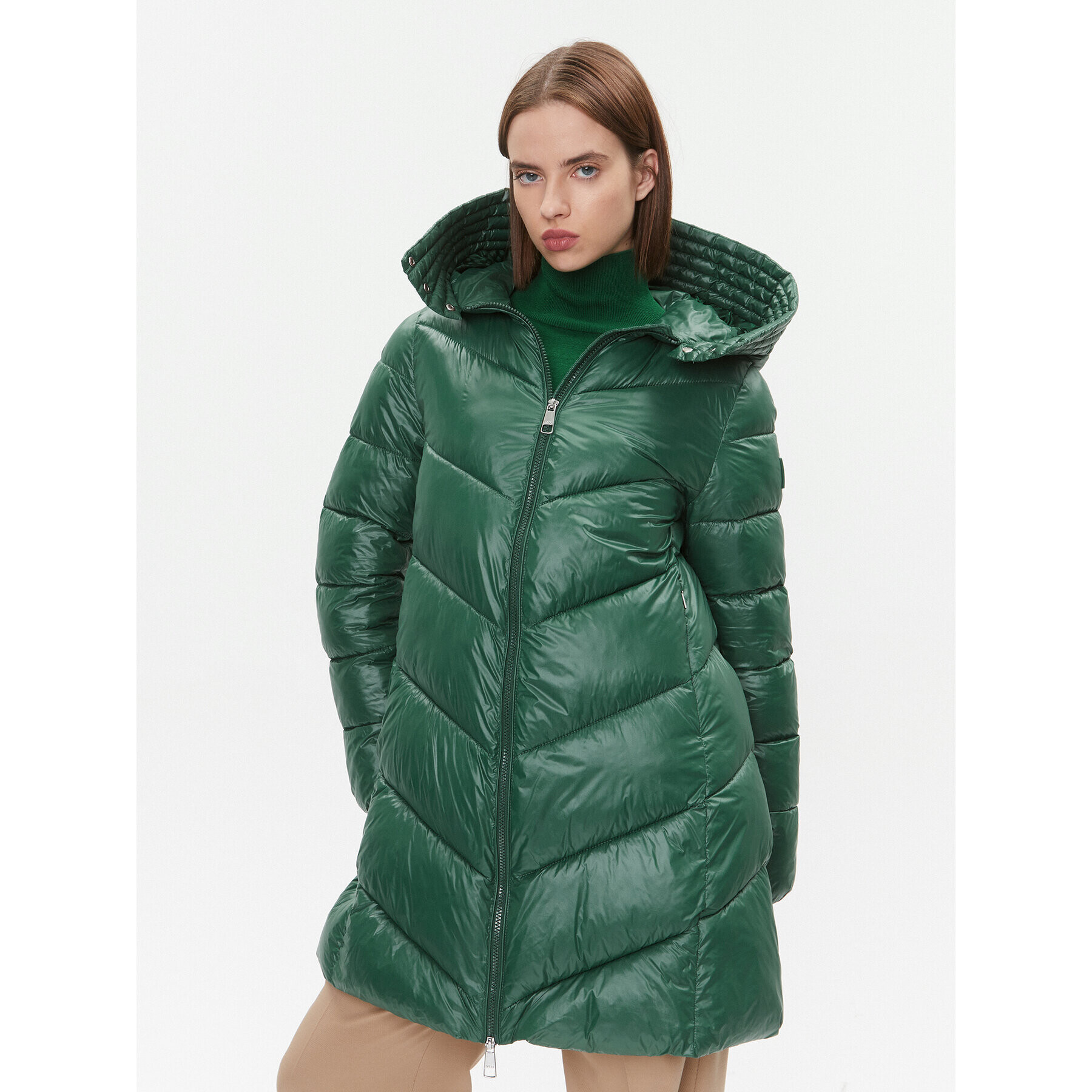 Boss Пухено яке Petrana2 50501090 Зелен Regular Fit - Pepit.bg