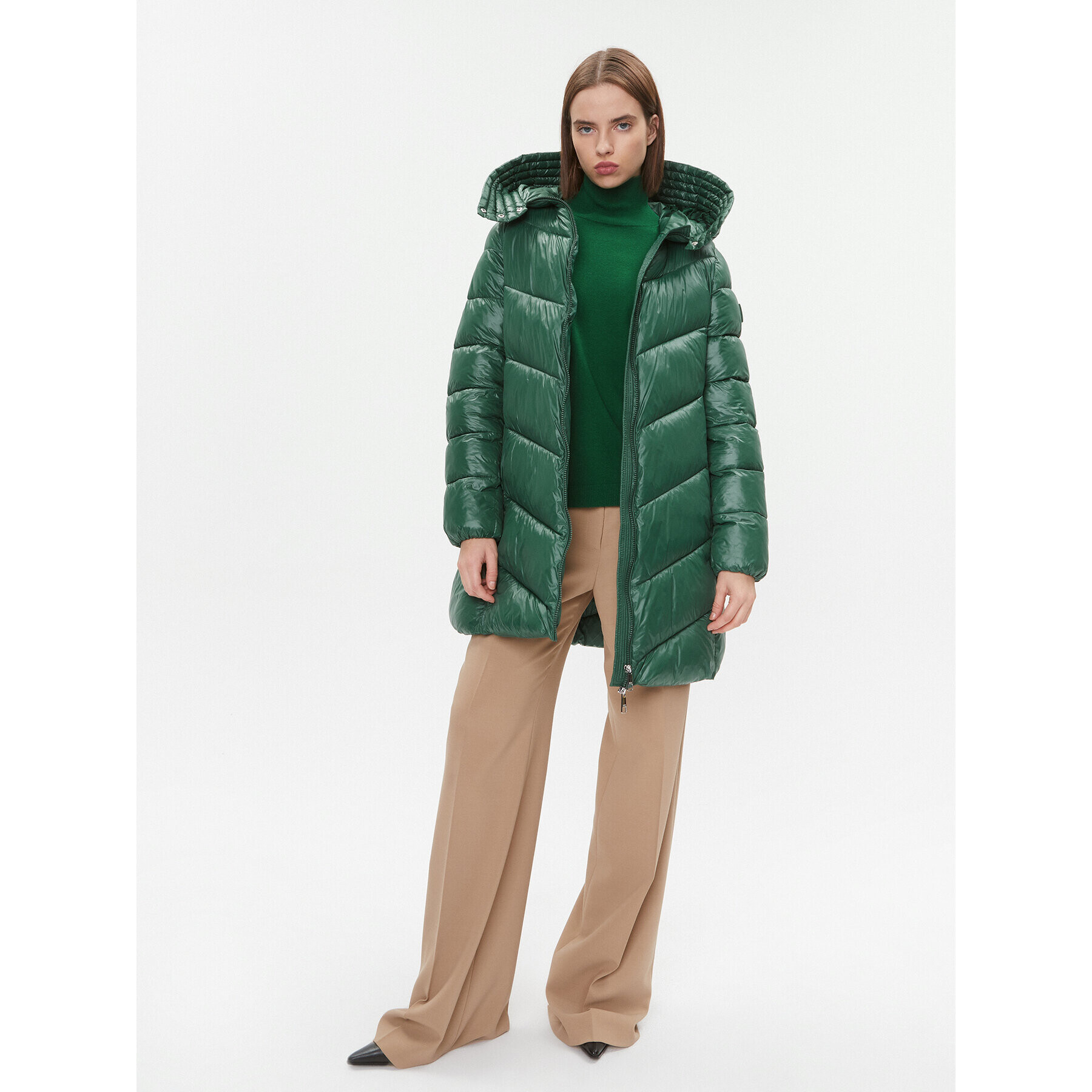 Boss Пухено яке Petrana2 50501090 Зелен Regular Fit - Pepit.bg