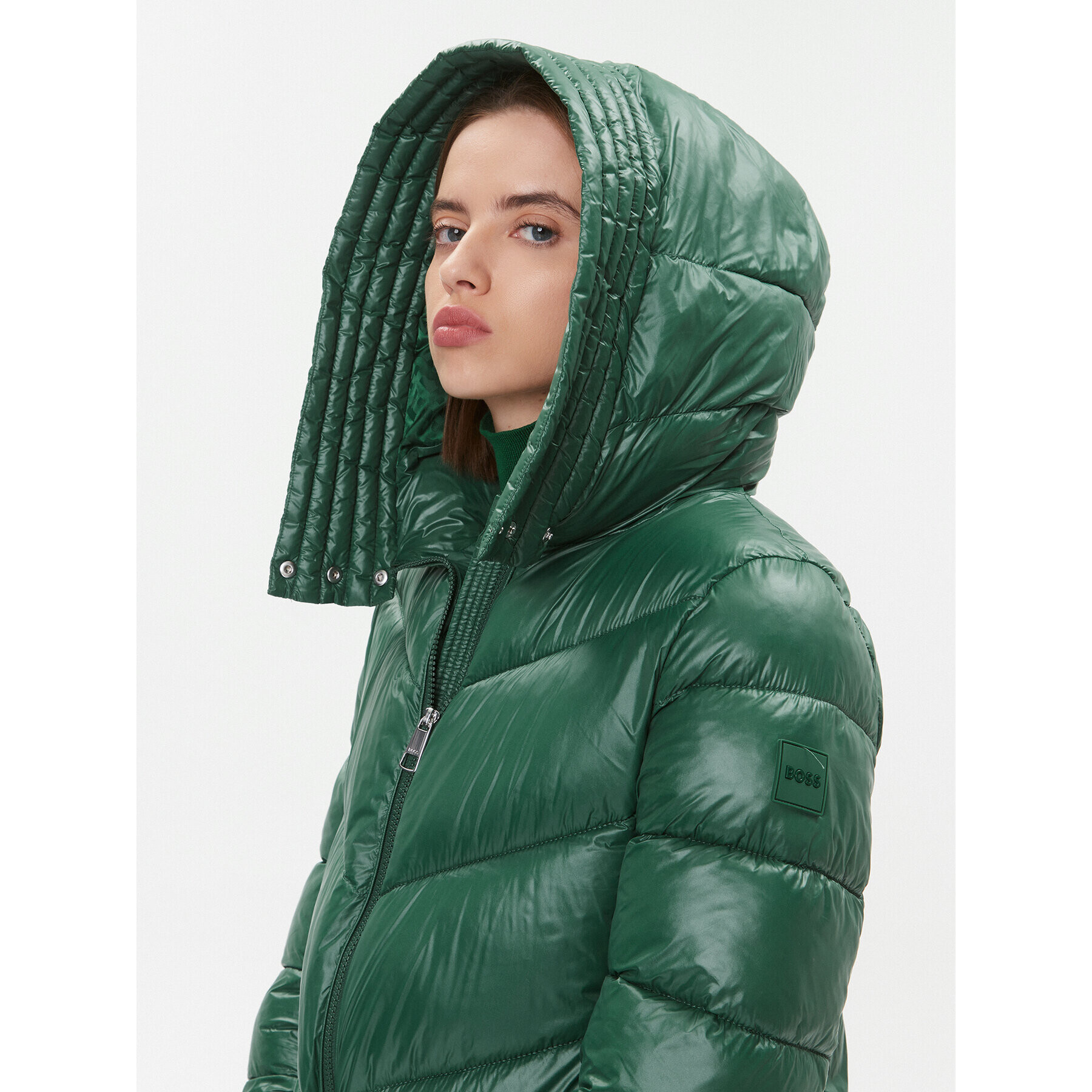 Boss Пухено яке Petrana2 50501090 Зелен Regular Fit - Pepit.bg