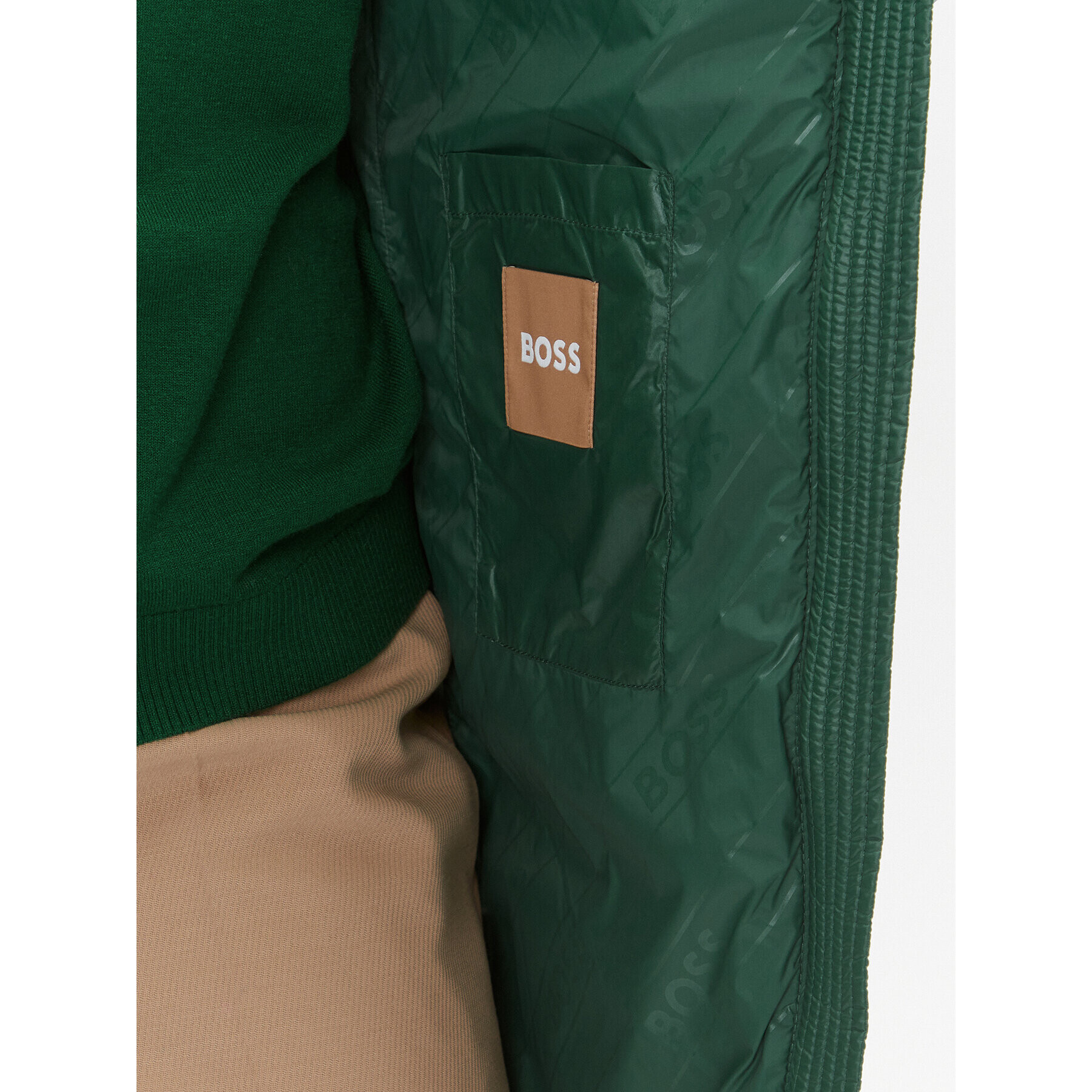 Boss Пухено яке Petrana2 50501090 Зелен Regular Fit - Pepit.bg