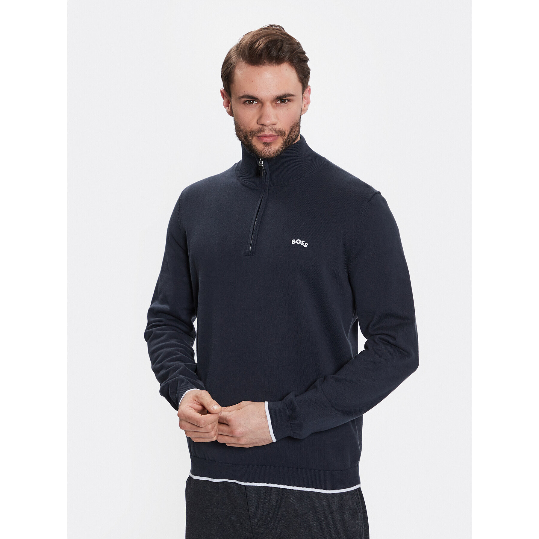 Boss Пуловер Zallo 50482403 Тъмносин Regular Fit - Pepit.bg