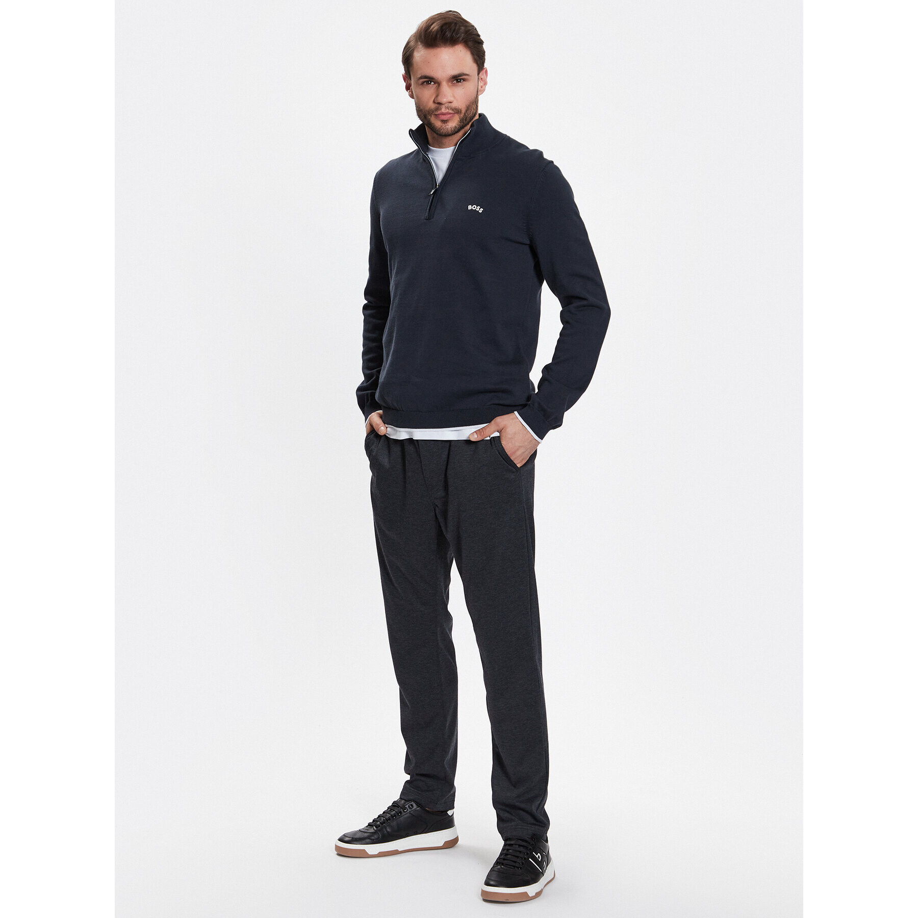 Boss Пуловер Zallo 50482403 Тъмносин Regular Fit - Pepit.bg