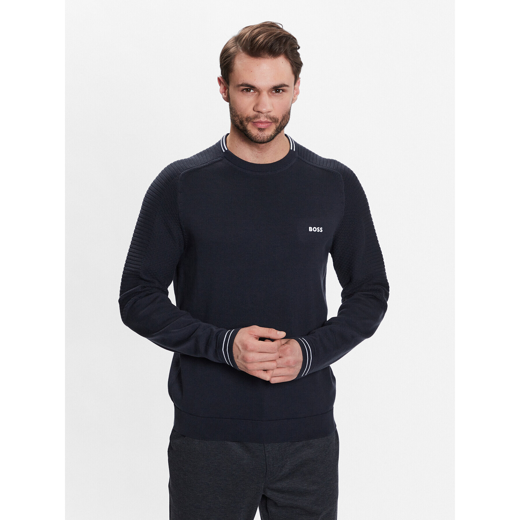 Boss Пуловер 50482411 Тъмносин Regular Fit - Pepit.bg