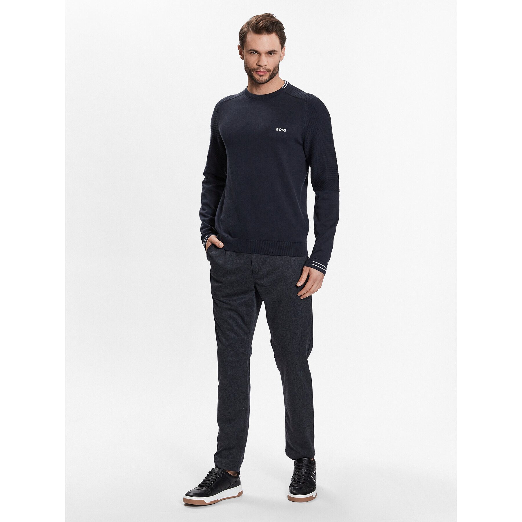 Boss Пуловер 50482411 Тъмносин Regular Fit - Pepit.bg