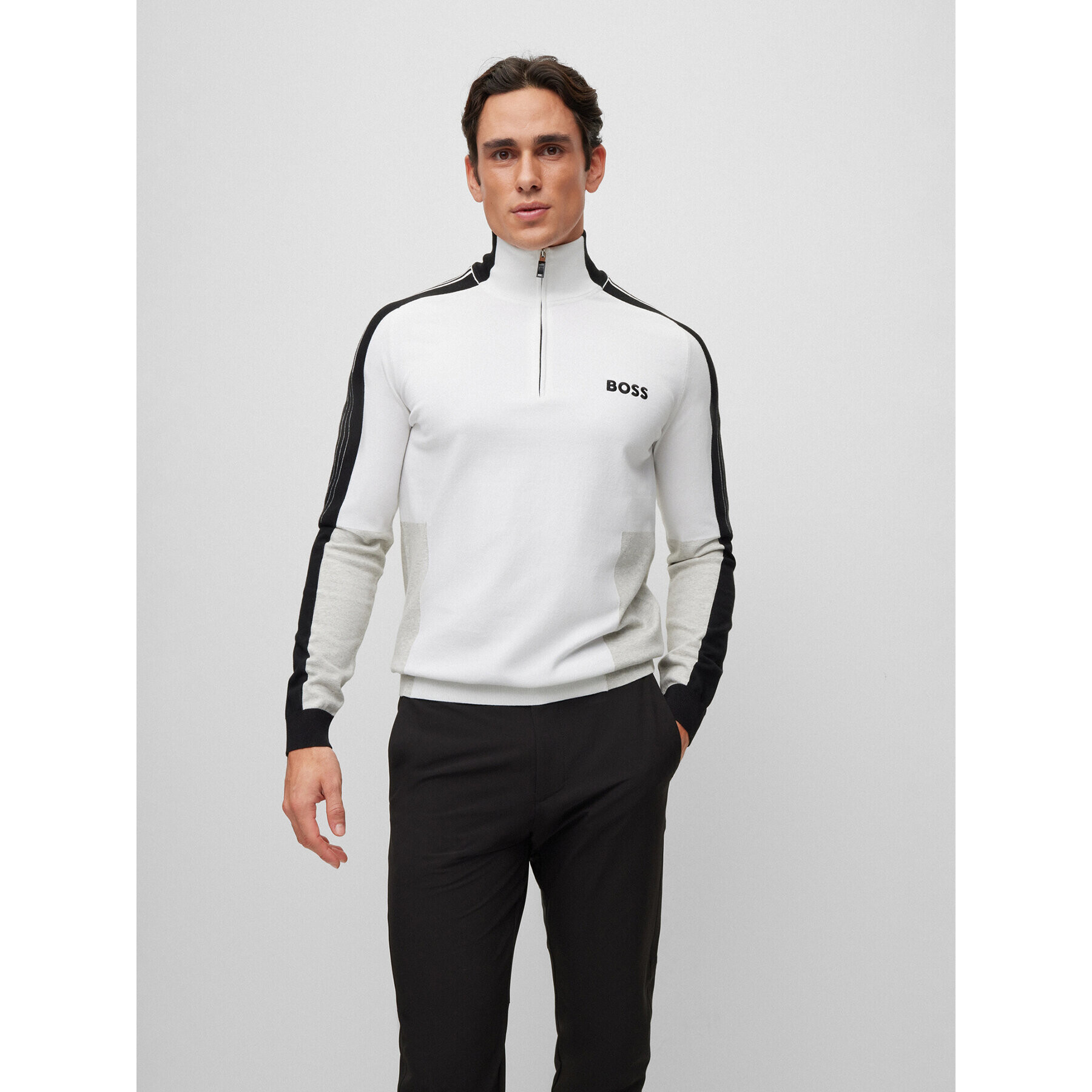 Boss Пуловер 50493769 Бял Regular Fit - Pepit.bg