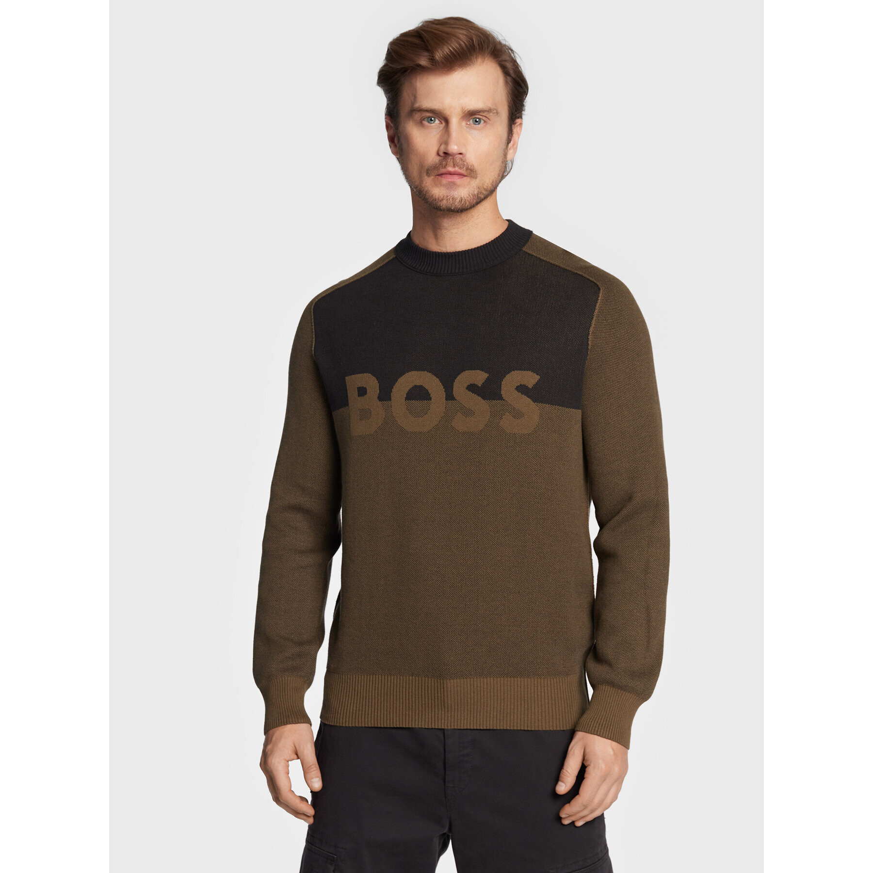 Boss Пуловер Asave 50474884 Зелен Regular Fit - Pepit.bg