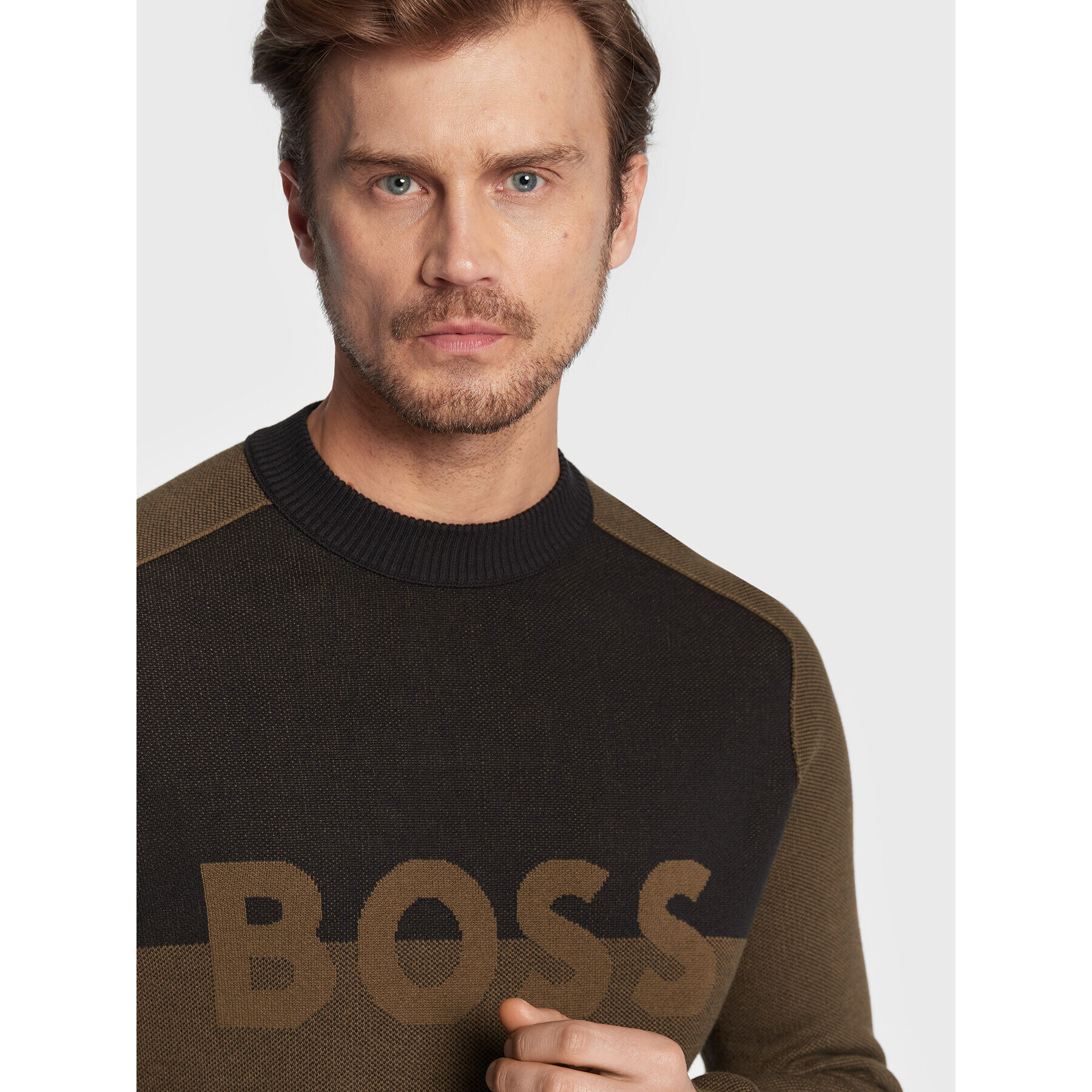 Boss Пуловер Asave 50474884 Зелен Regular Fit - Pepit.bg